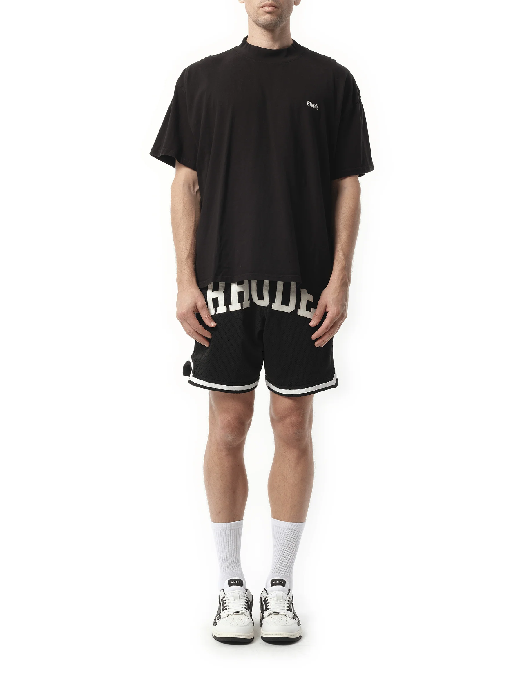 Classique Mock Neck T-Shirt in Black - Image 4