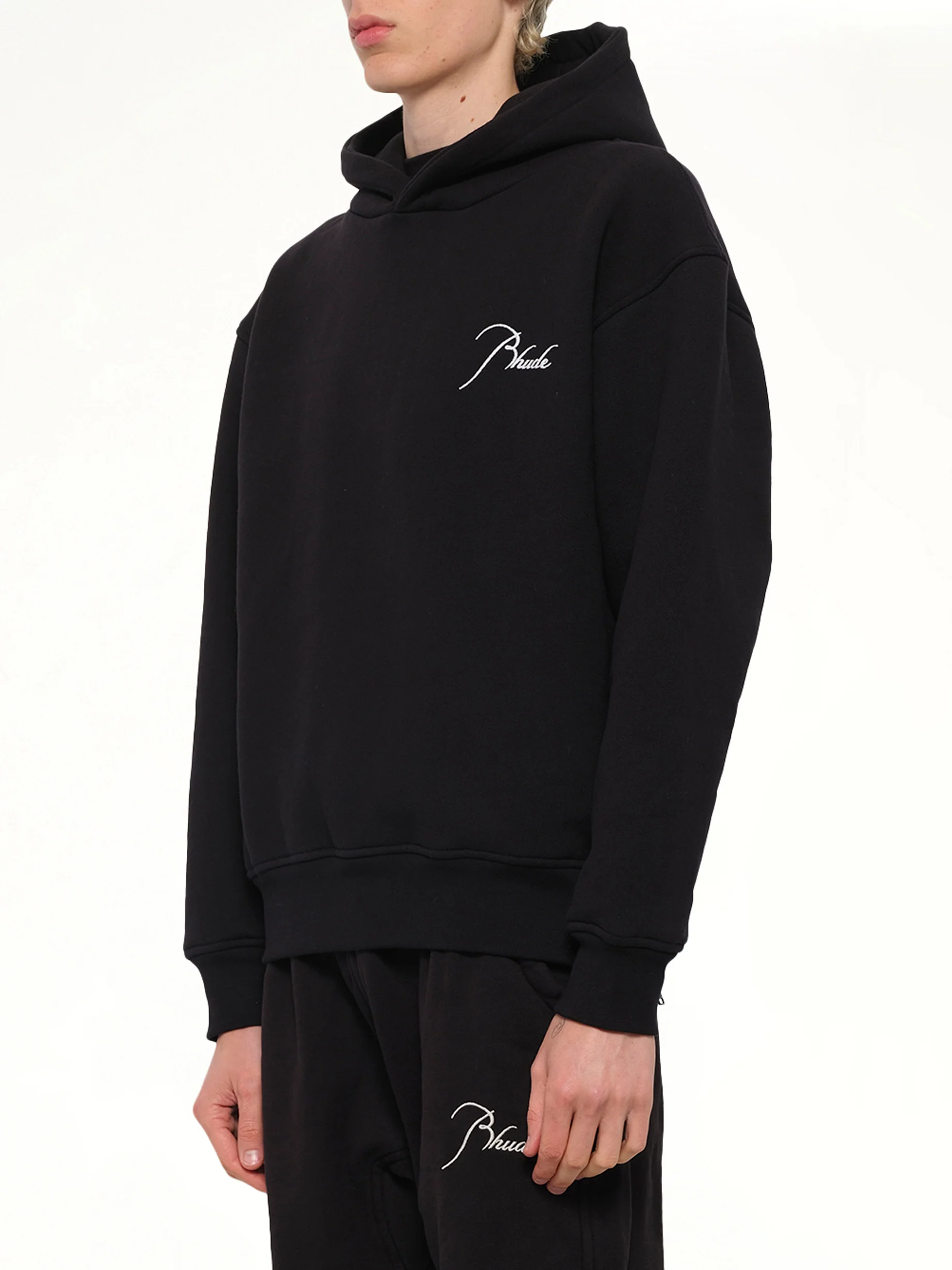 Classique Side Zip Pullover Hoodie in Black/White - Image 3