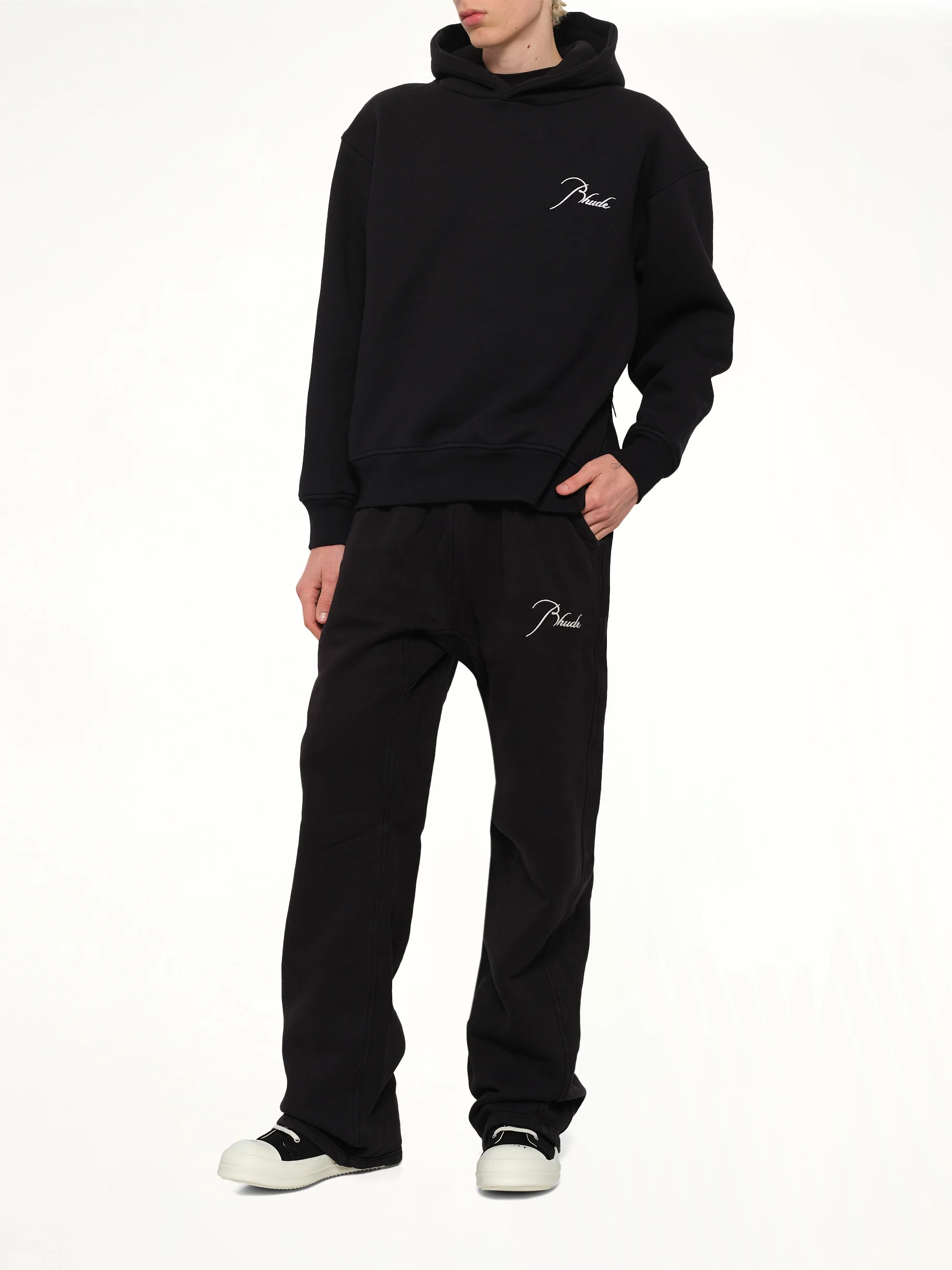 Classique Side Zip Pullover Hoodie in Black/White - Image 4