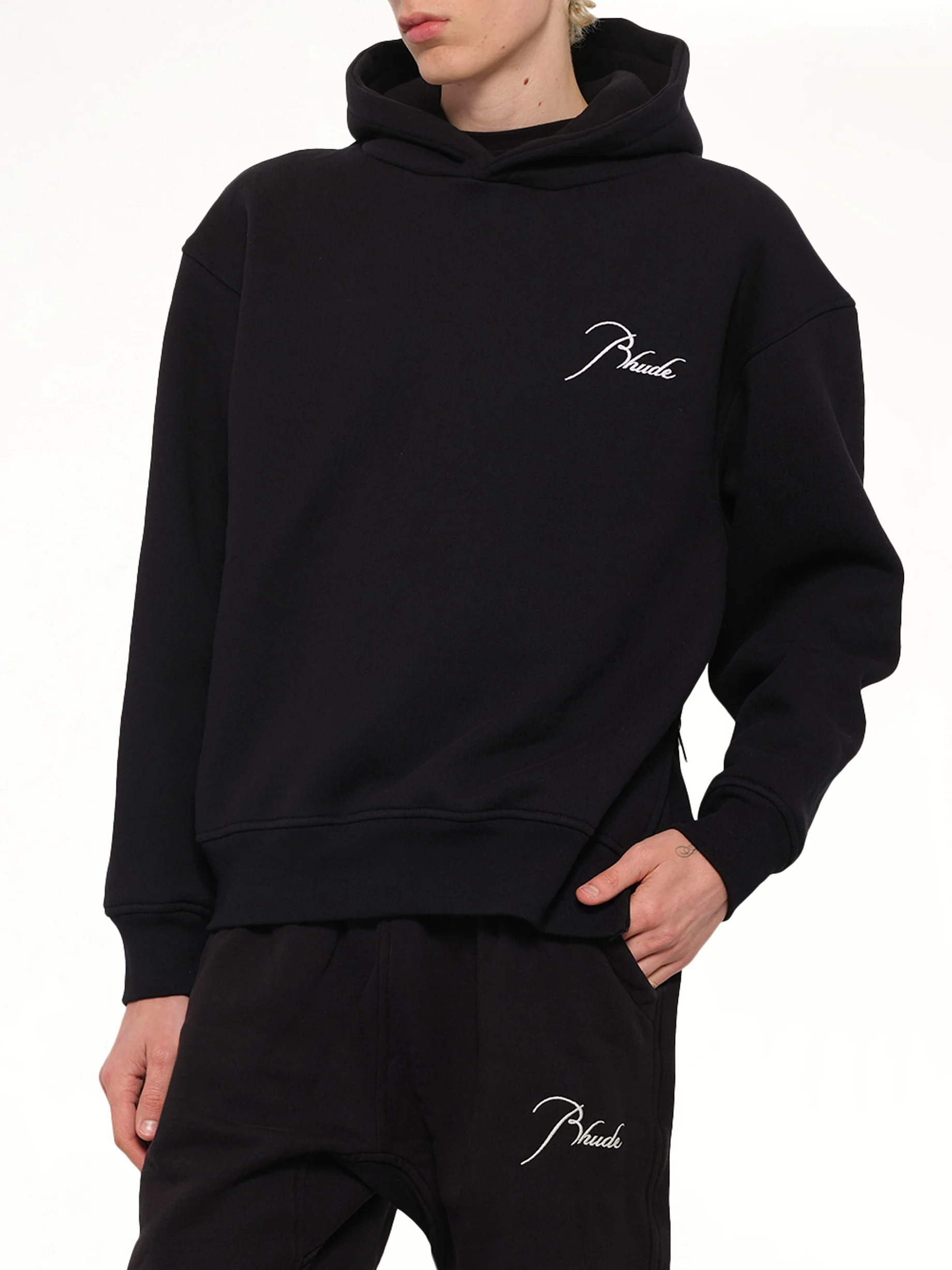 Classique Side Zip Pullover Hoodie in Black/White - Image 6