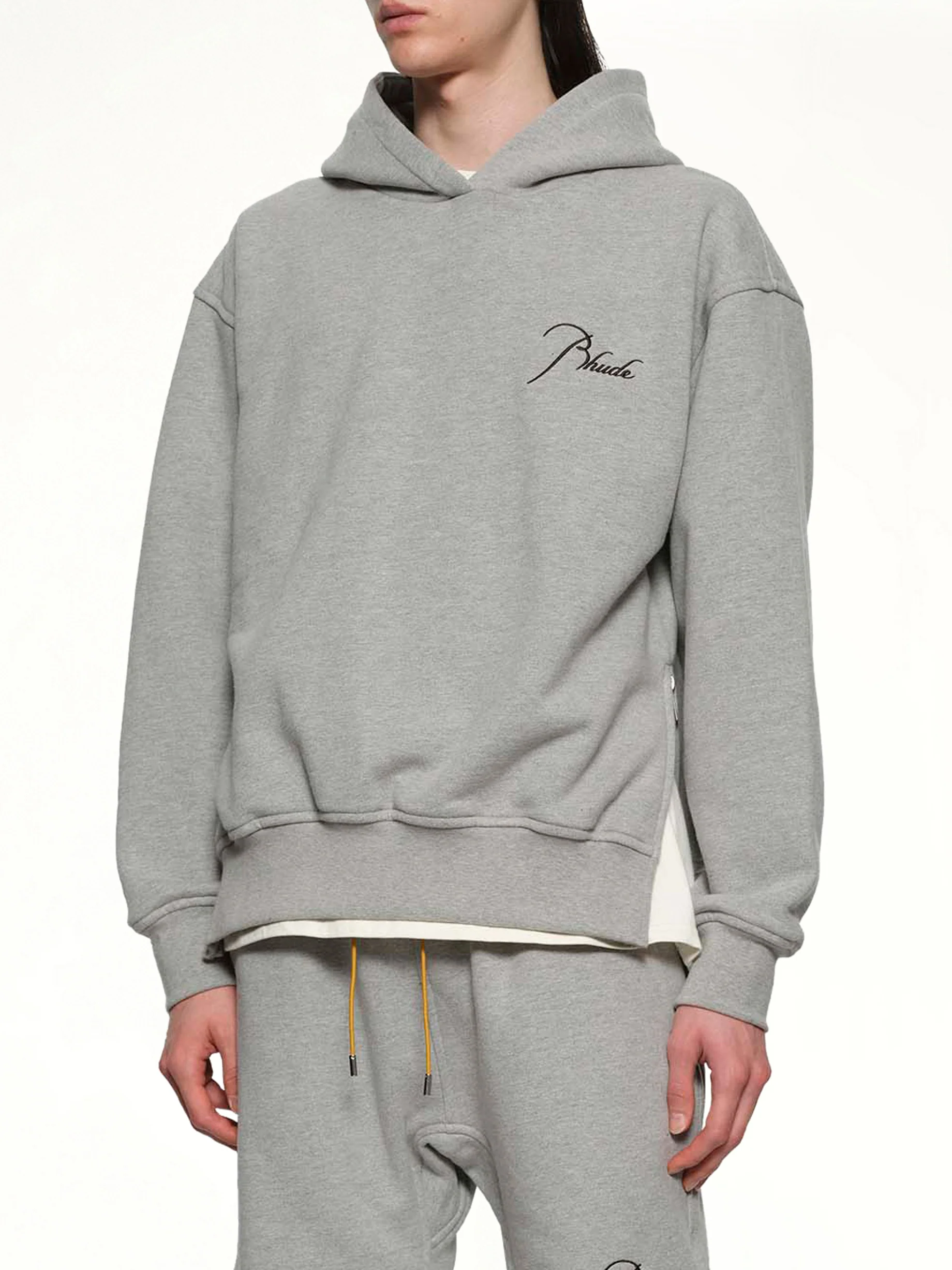 Classique Side Zip Pullover Hoodie in Heather Grey/Black - Image 6
