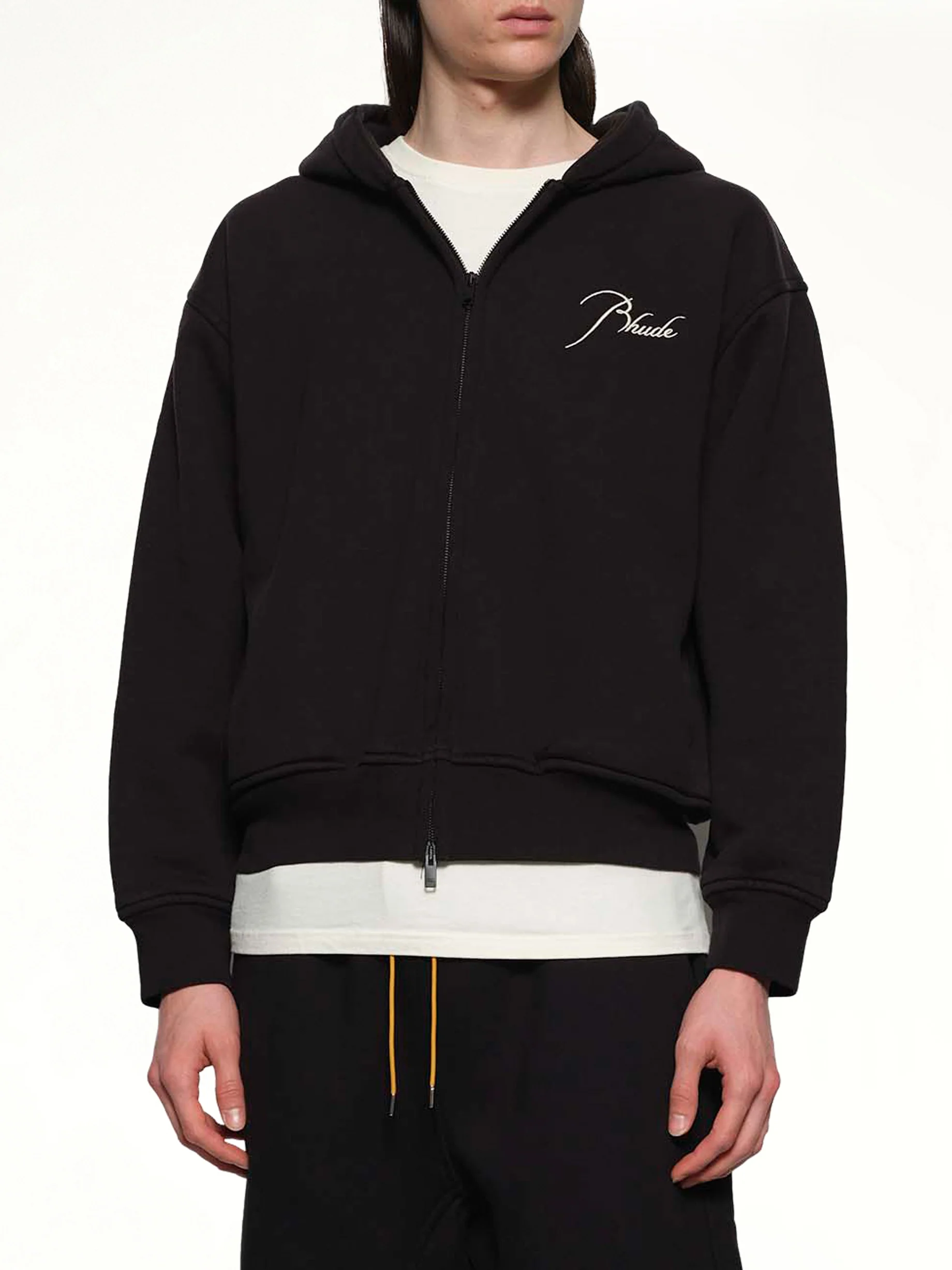 Classique Zip Up Hoodie in Black/White - Image 6