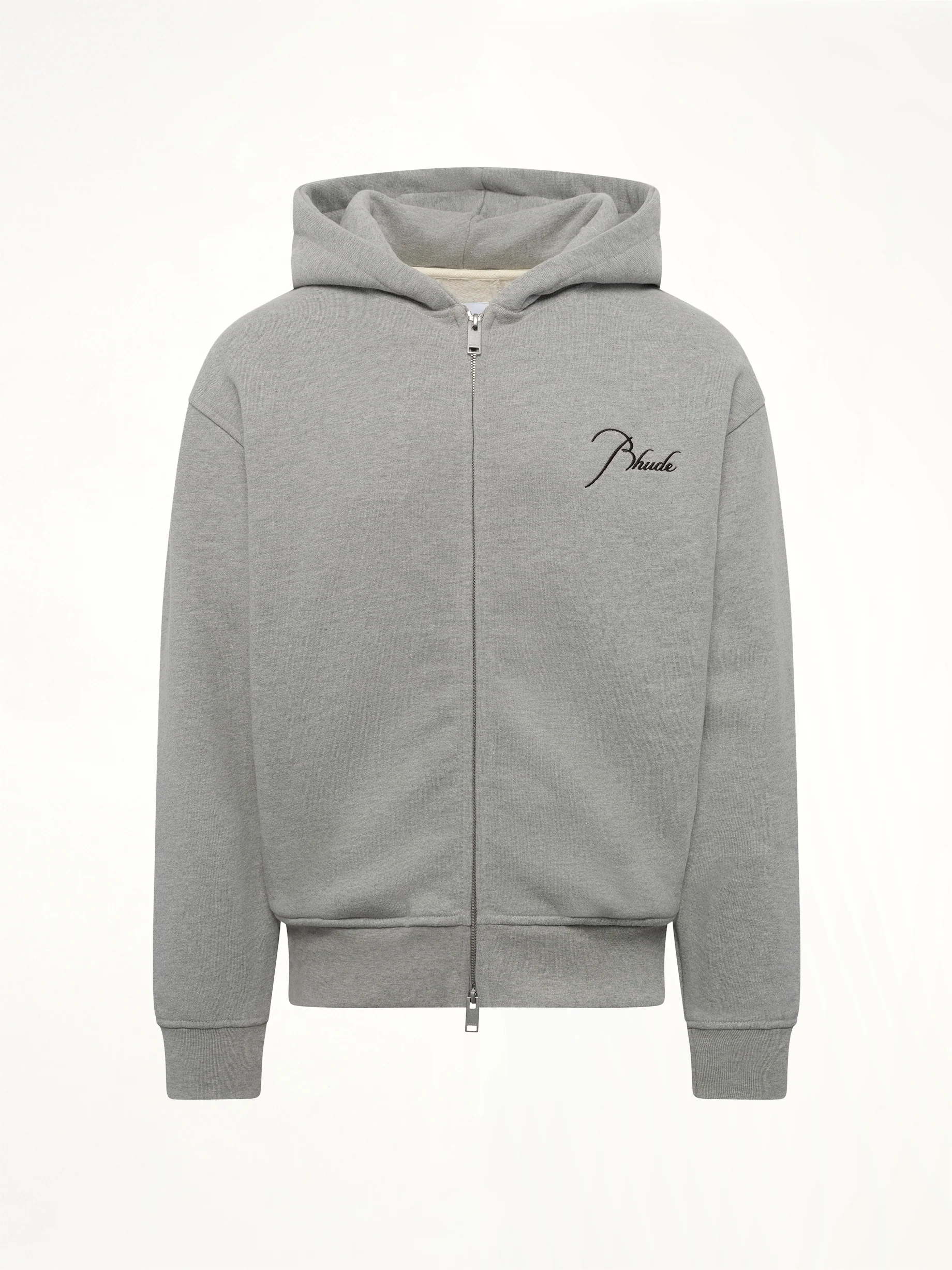 Classique Zip Up Hoodie in Heather Grey/Black - Image 2