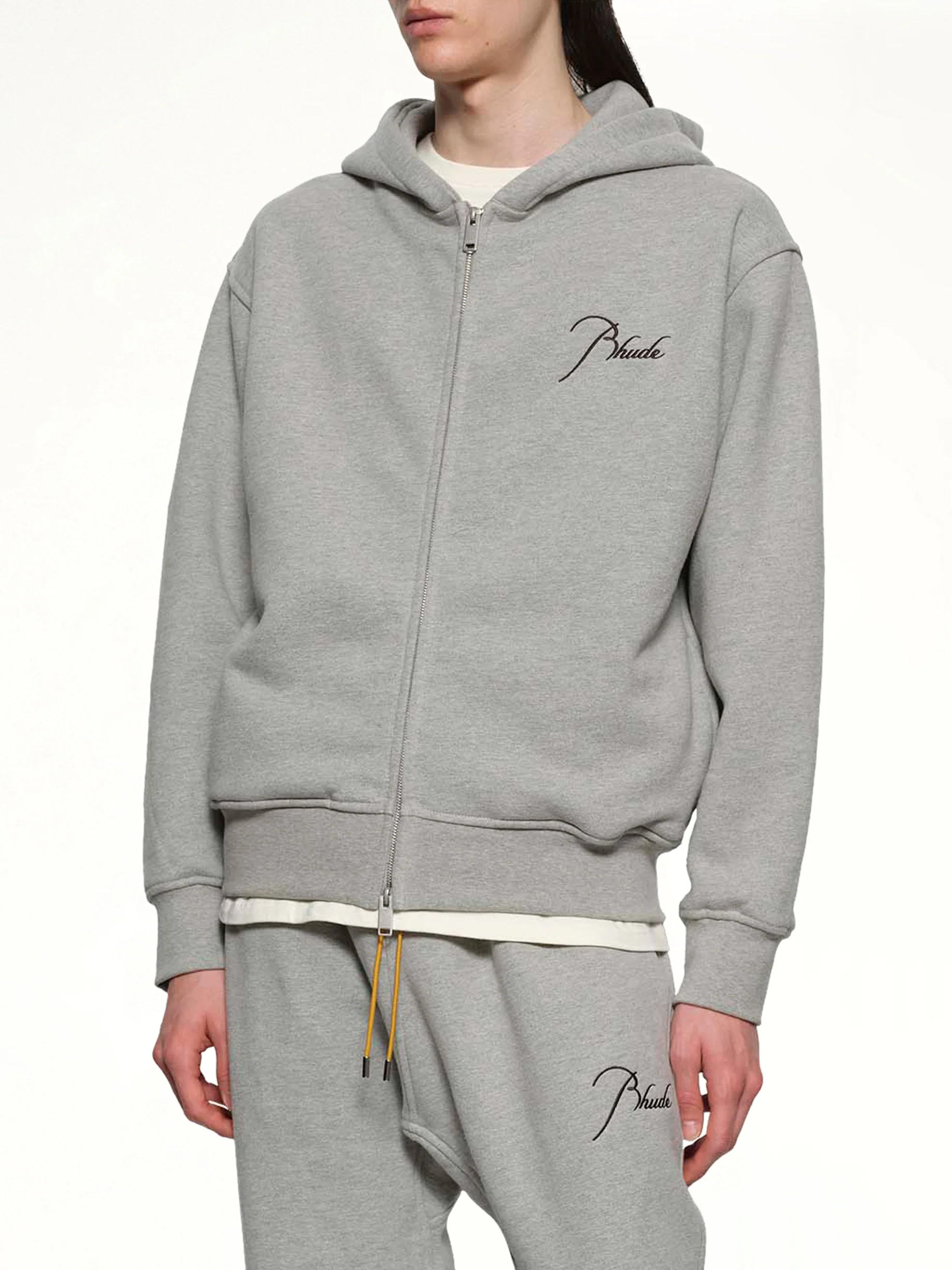 Classique Zip Up Hoodie in Heather Grey/Black - Image 6