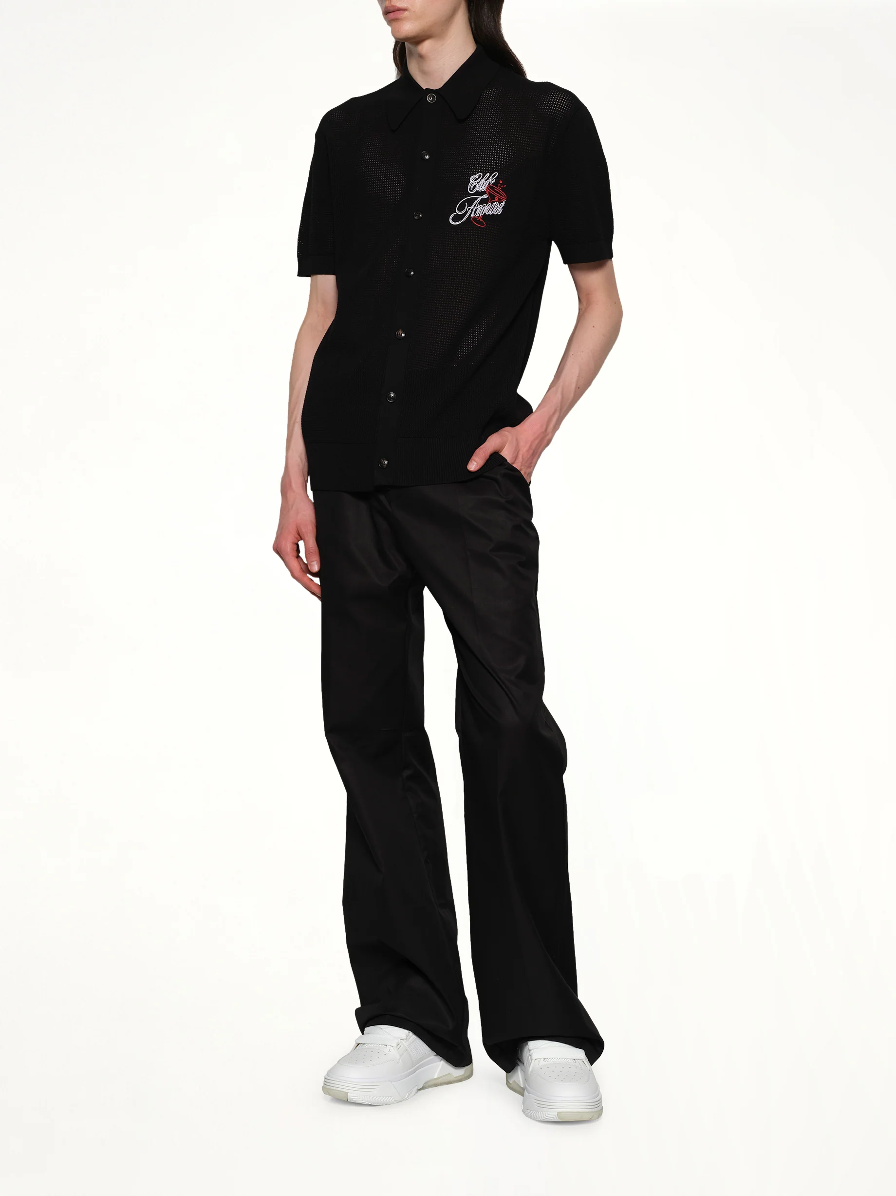 Club Amiri Crochet Shirt in Black - Image 4