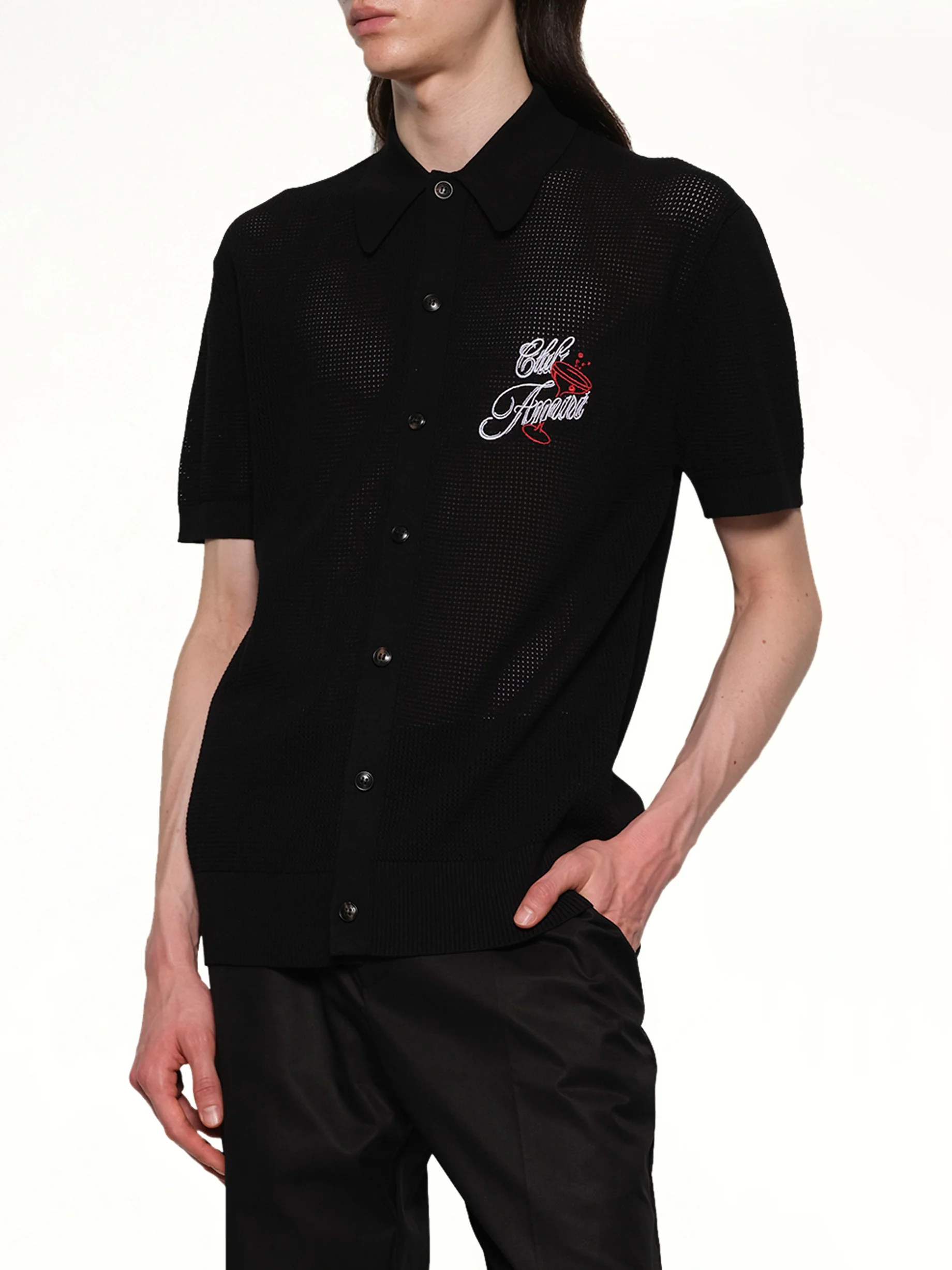 Club Amiri Crochet Shirt in Black - Image 6