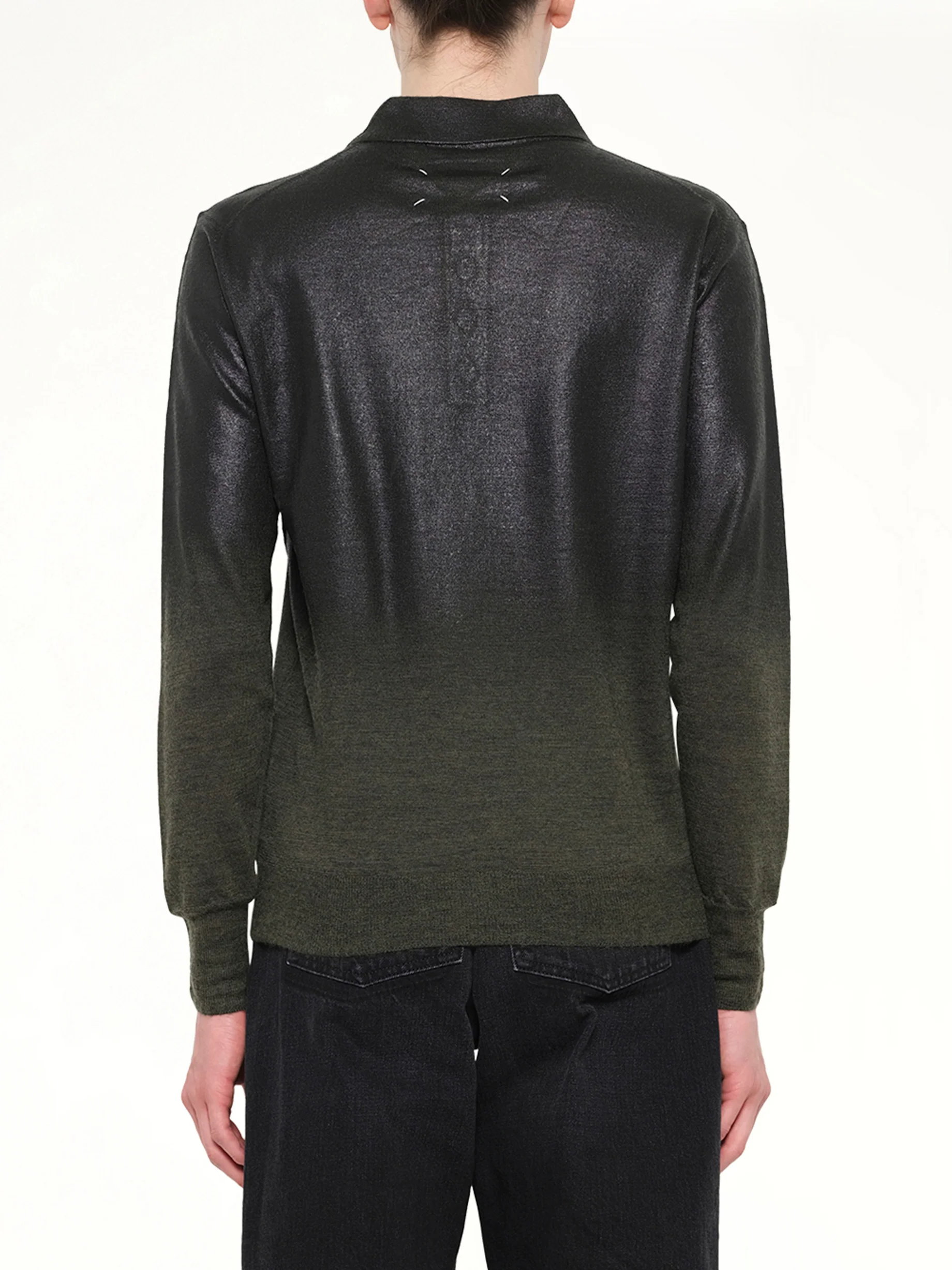 Coated Knit Polo in Green/Black - Image 5