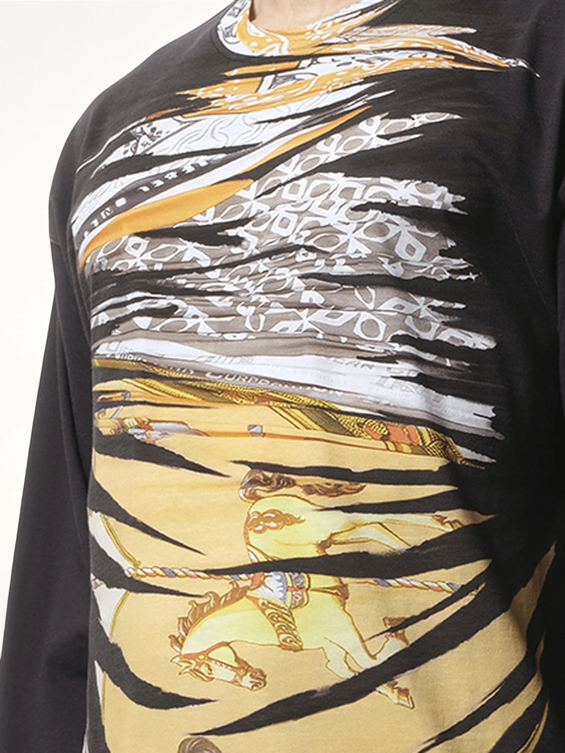 Collage Print Long Sleeve T-Shirt in Multicolour - Image 3