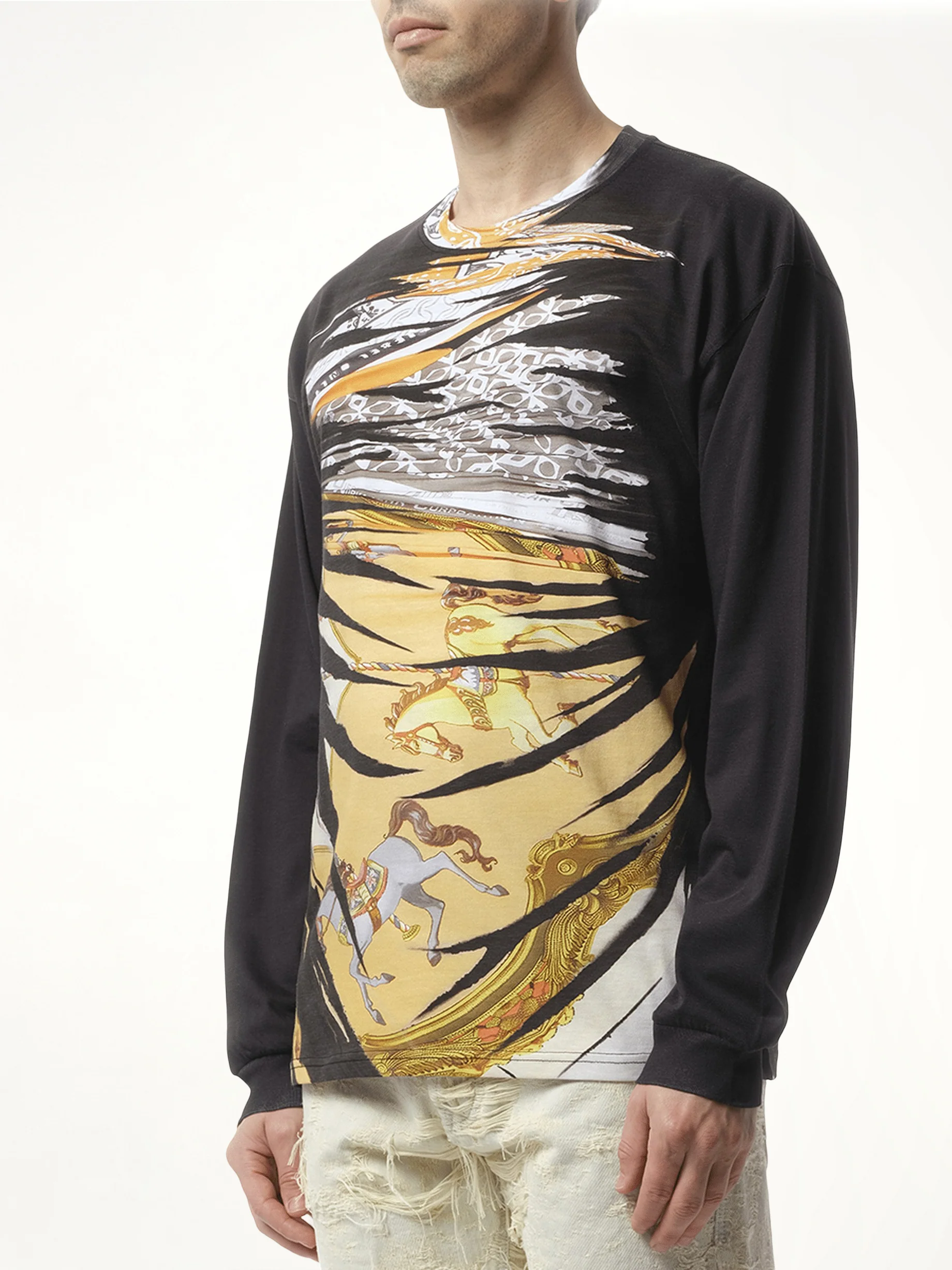 Collage Print Long Sleeve T-Shirt in Multicolour - Image 5