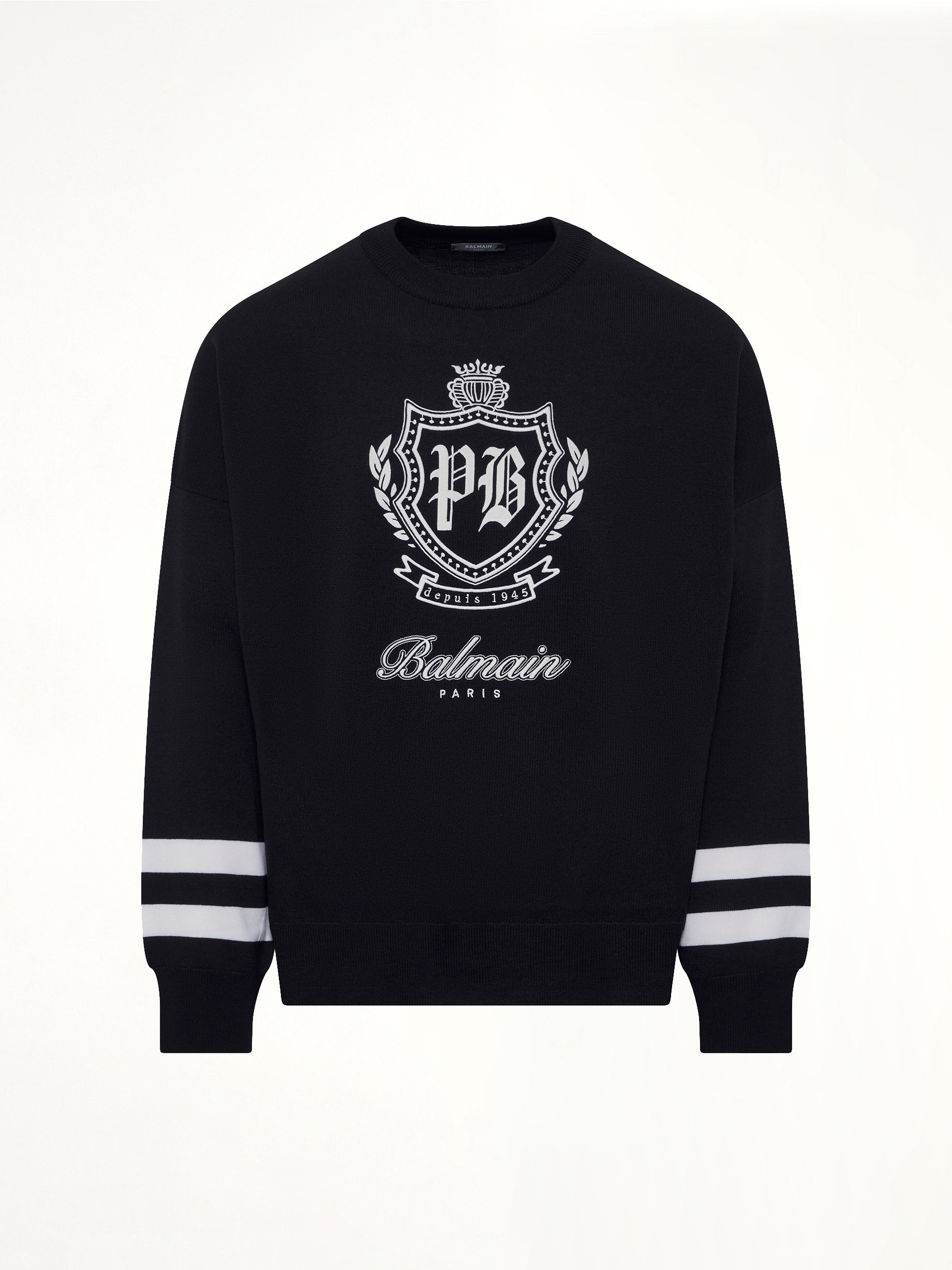 College Emblem Boxy Sweater in Marine/Natural - Image 2