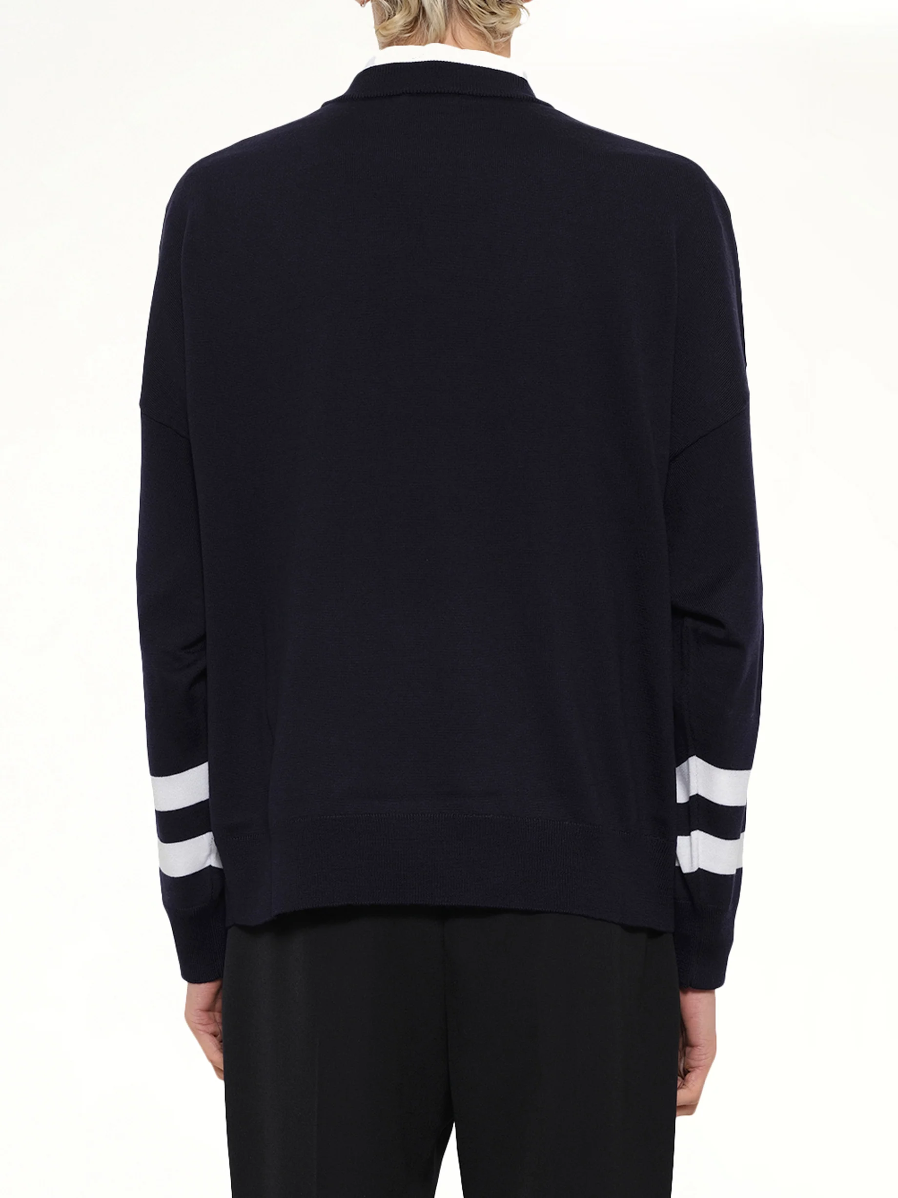College Emblem Boxy Sweater in Marine/Natural - Image 5