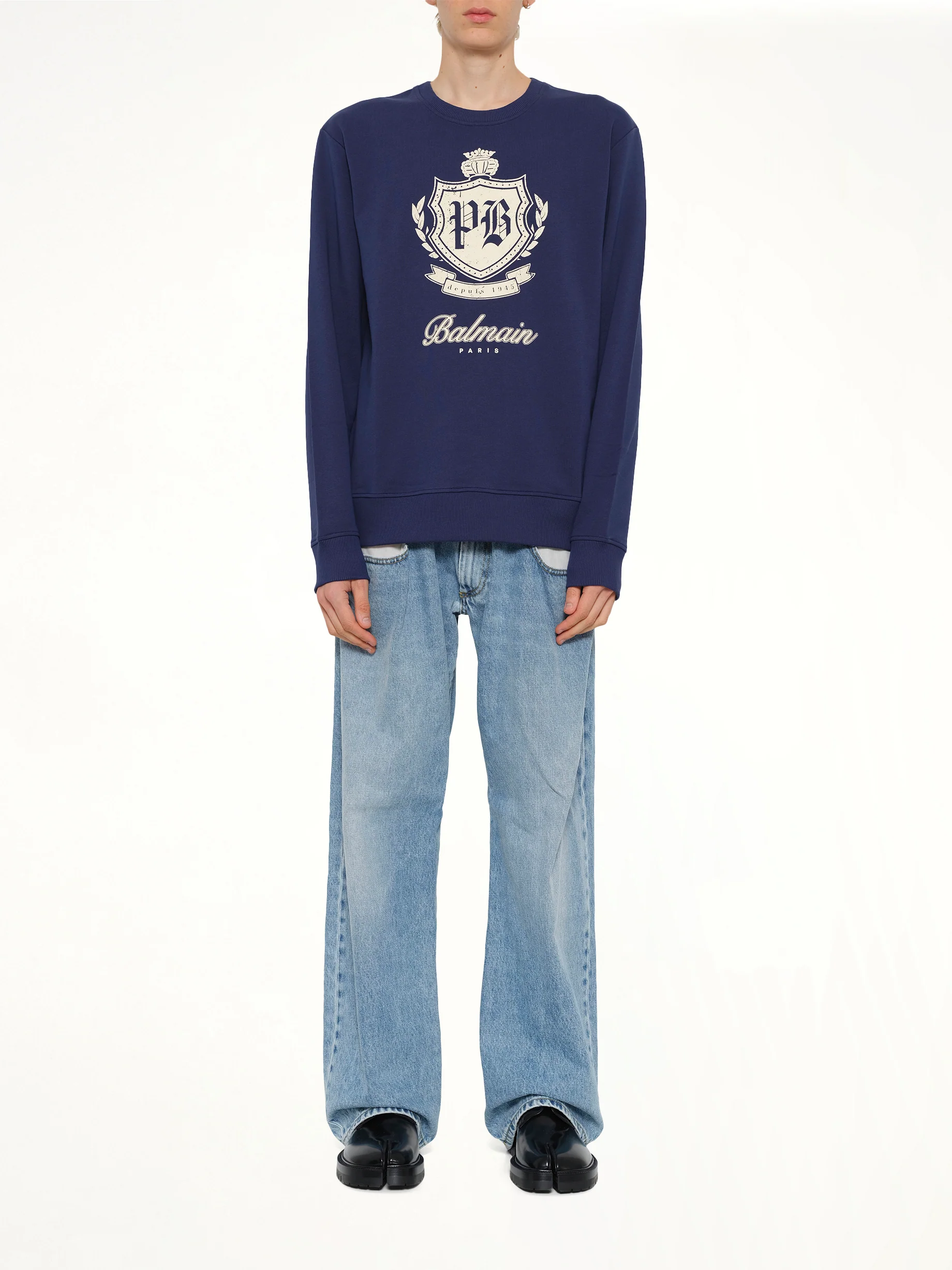 College Emblem Sweatshirt in Blue/Beige - Image 7