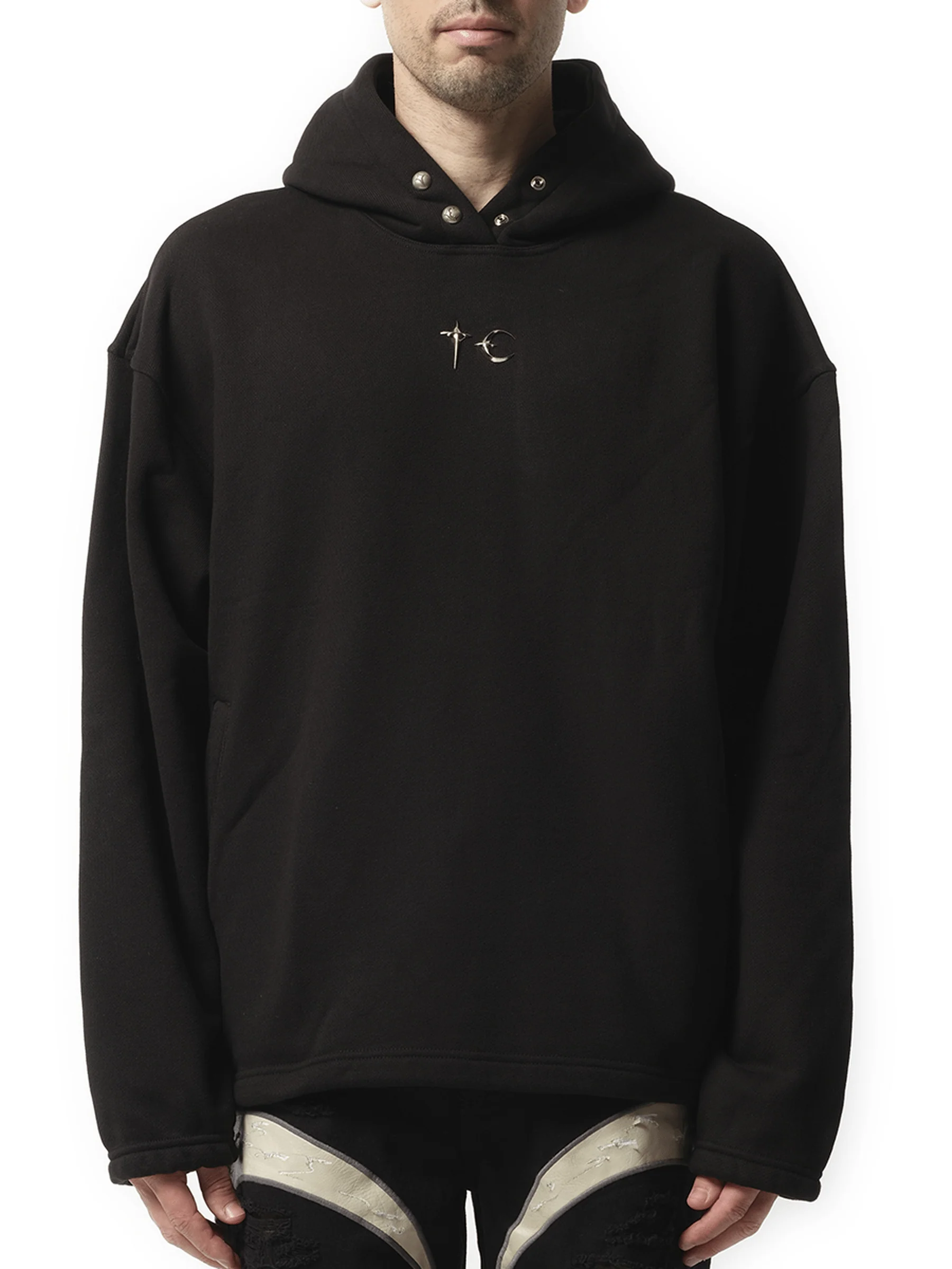 Color Emblem Hoodie in Black
