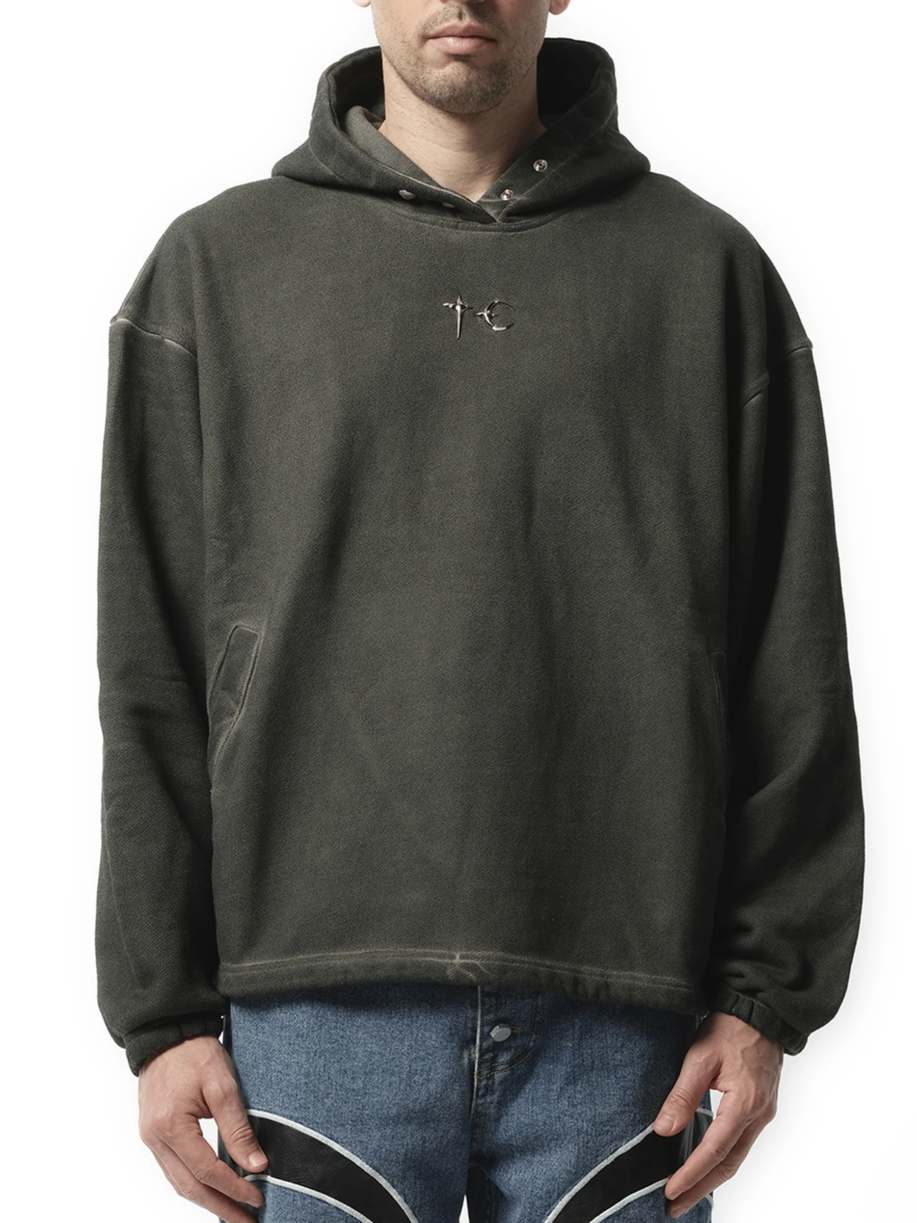 Color Emblem Hoodie in Khaki