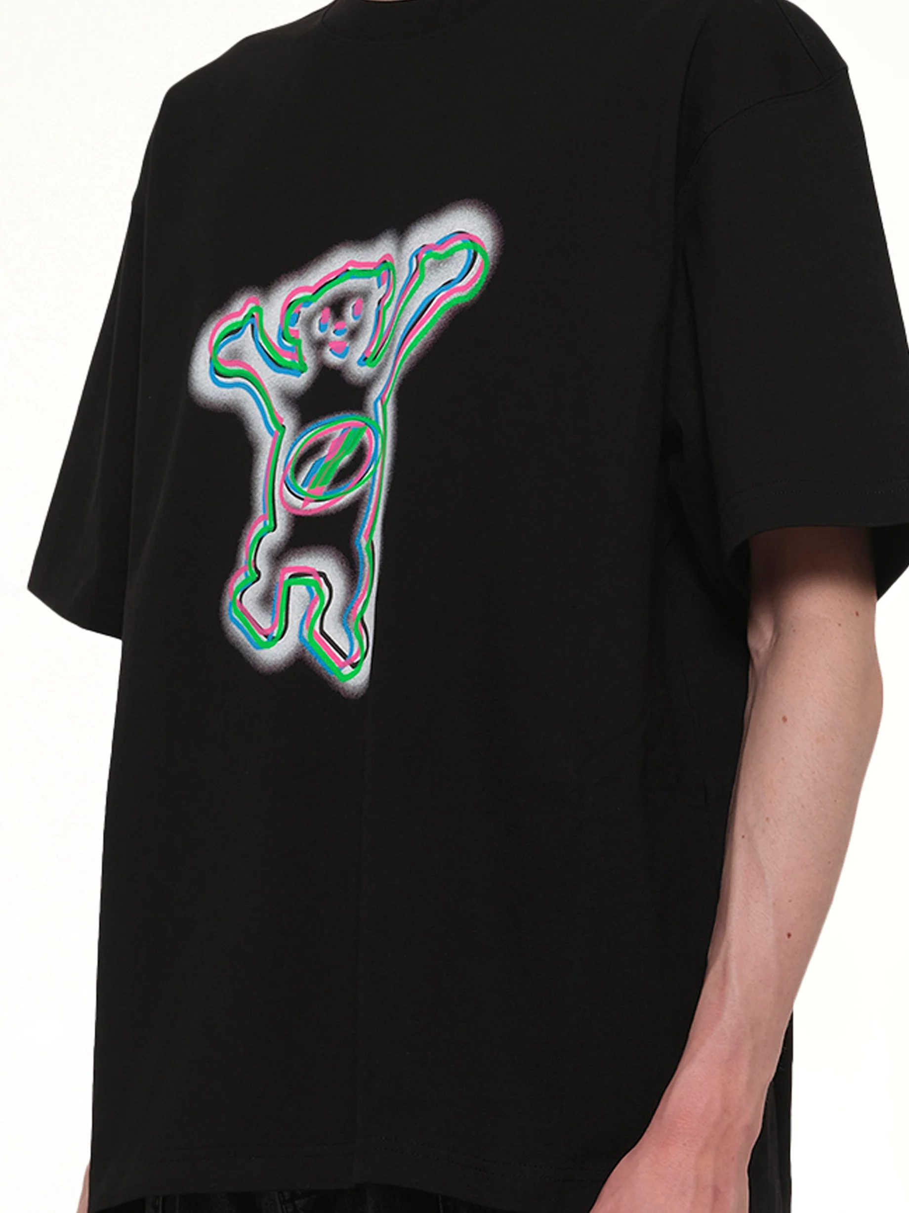 Colourful Teddy Print T-Shirt in Black - Image 6