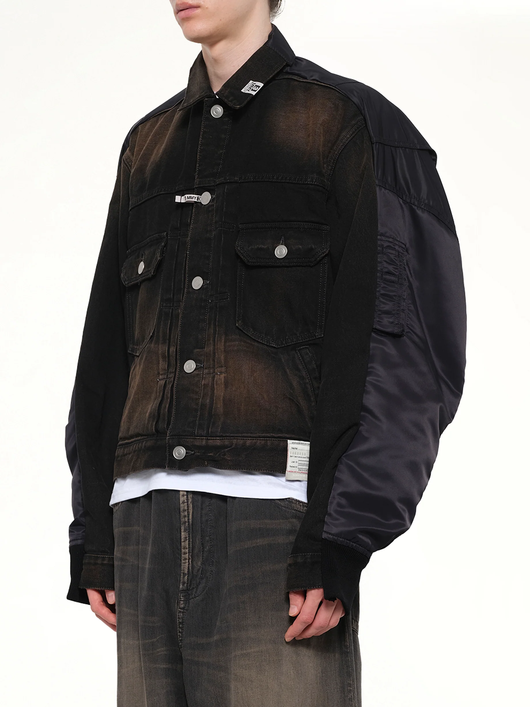 Combined Denim MA-1 Blouson in Black - Image 3