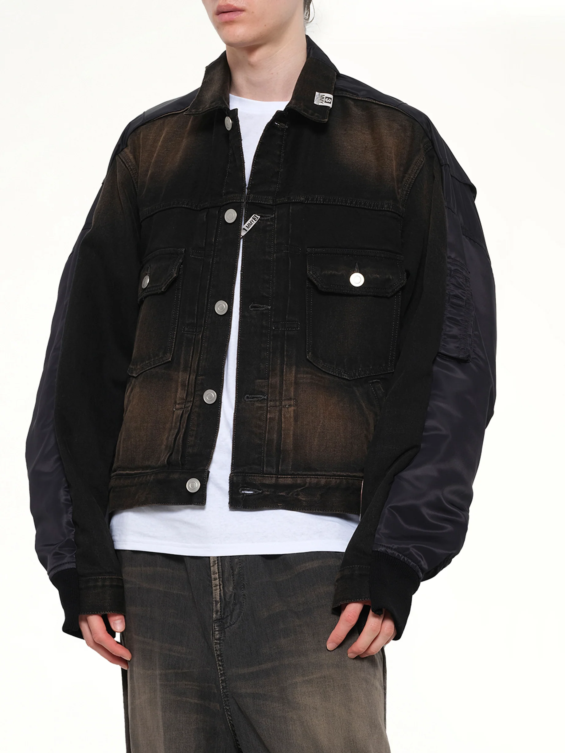 Combined Denim MA-1 Blouson in Black - Image 6