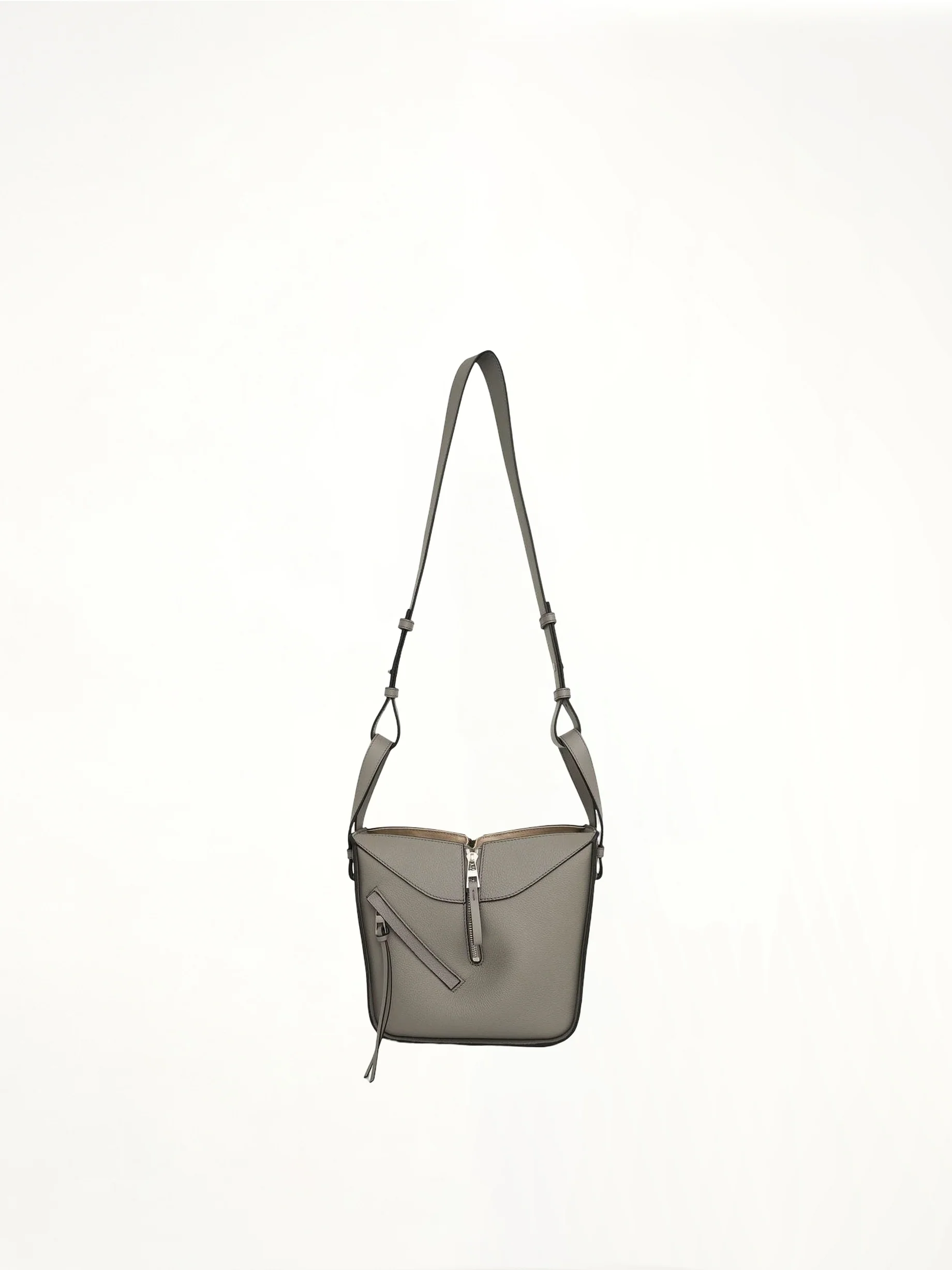 Compact Hammock Bag in Soft Grained Calfskin in Pearl Grey - Image 2