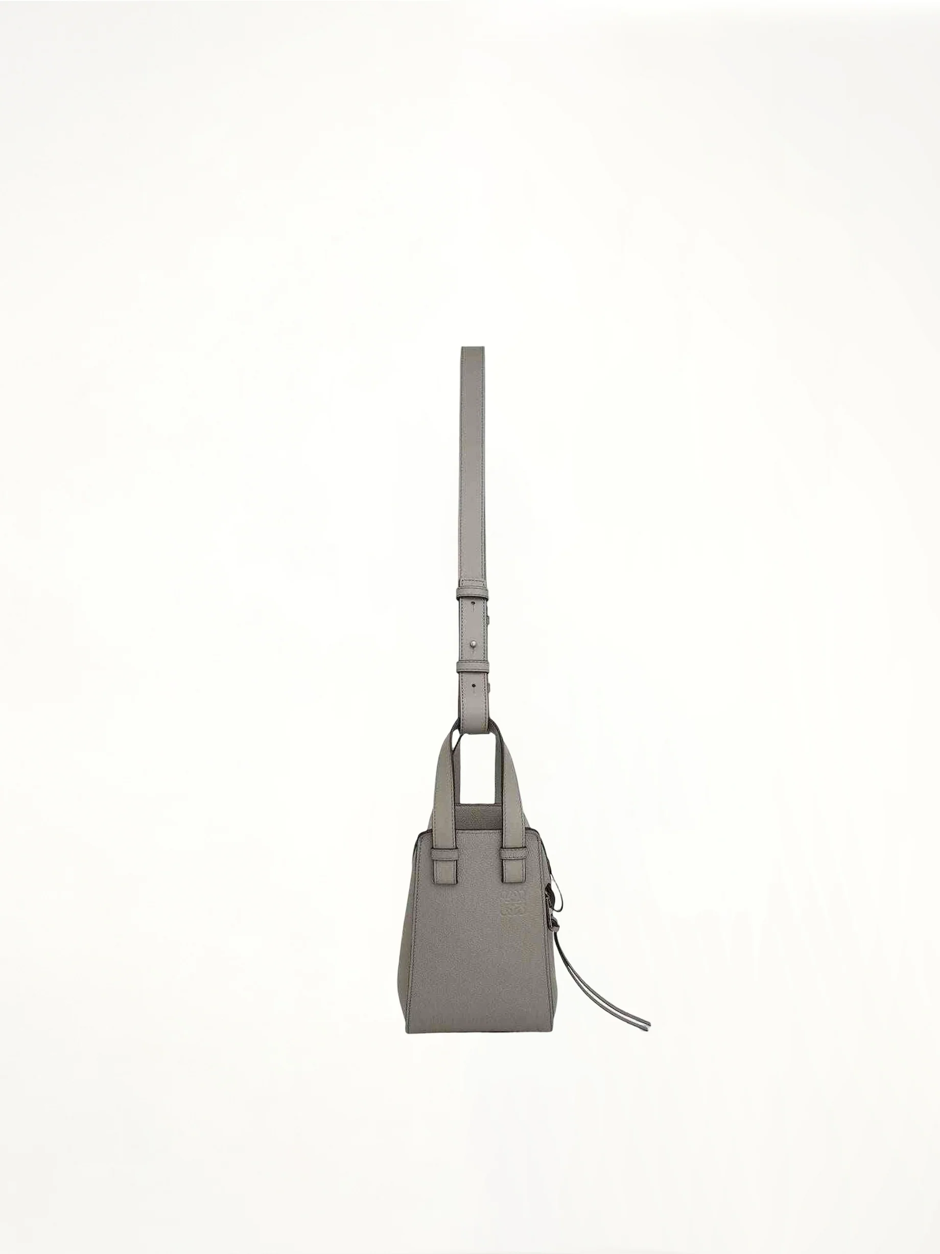 Compact Hammock Bag in Soft Grained Calfskin in Pearl Grey - Image 3