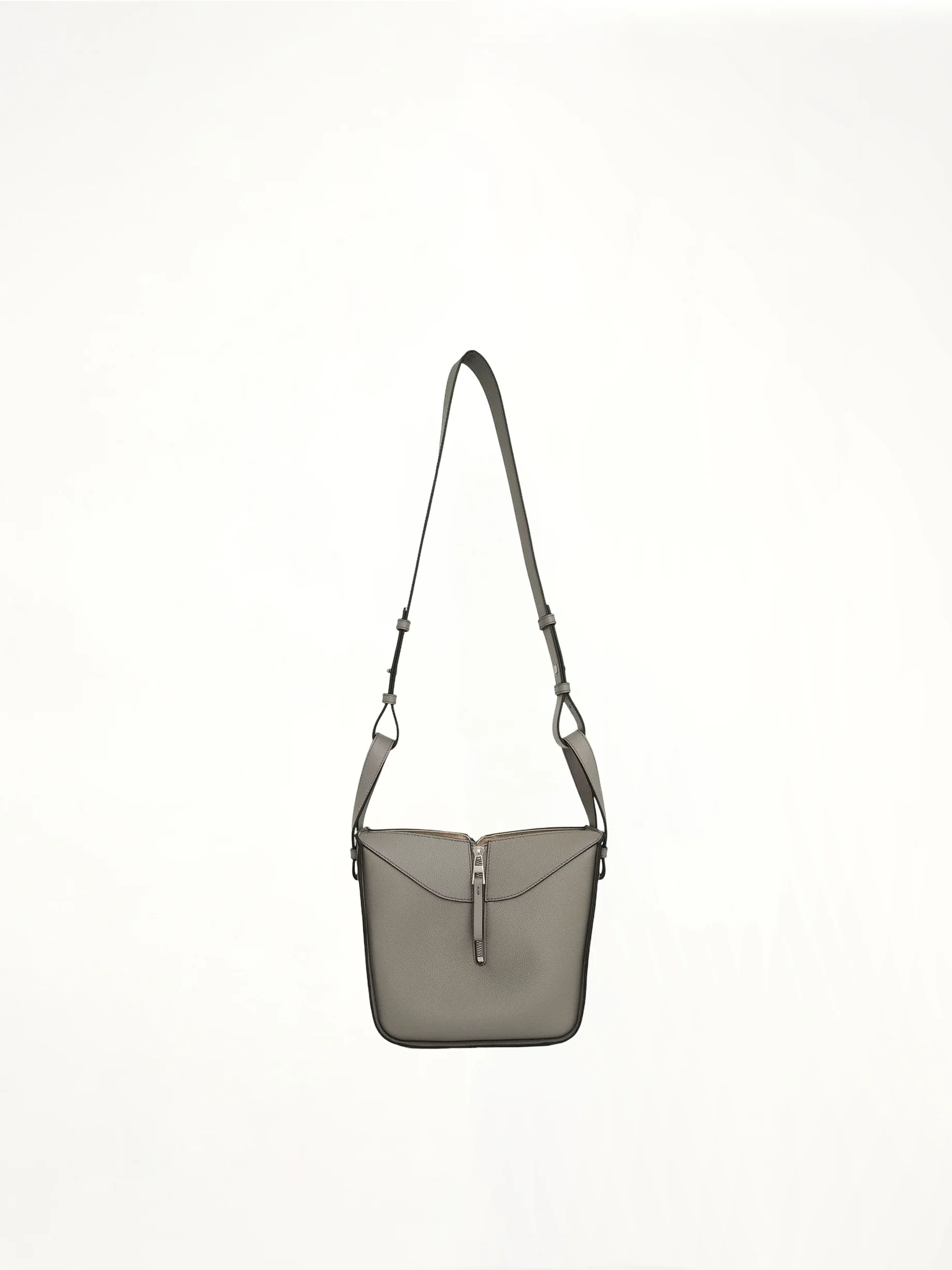Compact Hammock Bag in Soft Grained Calfskin in Pearl Grey - Image 4