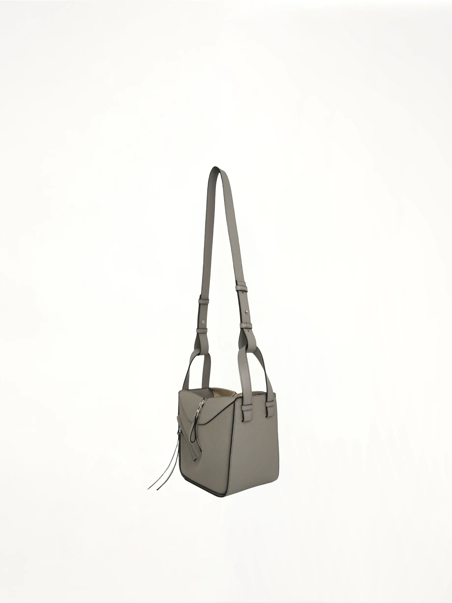 Compact Hammock Bag in Soft Grained Calfskin in Pearl Grey - Image 5