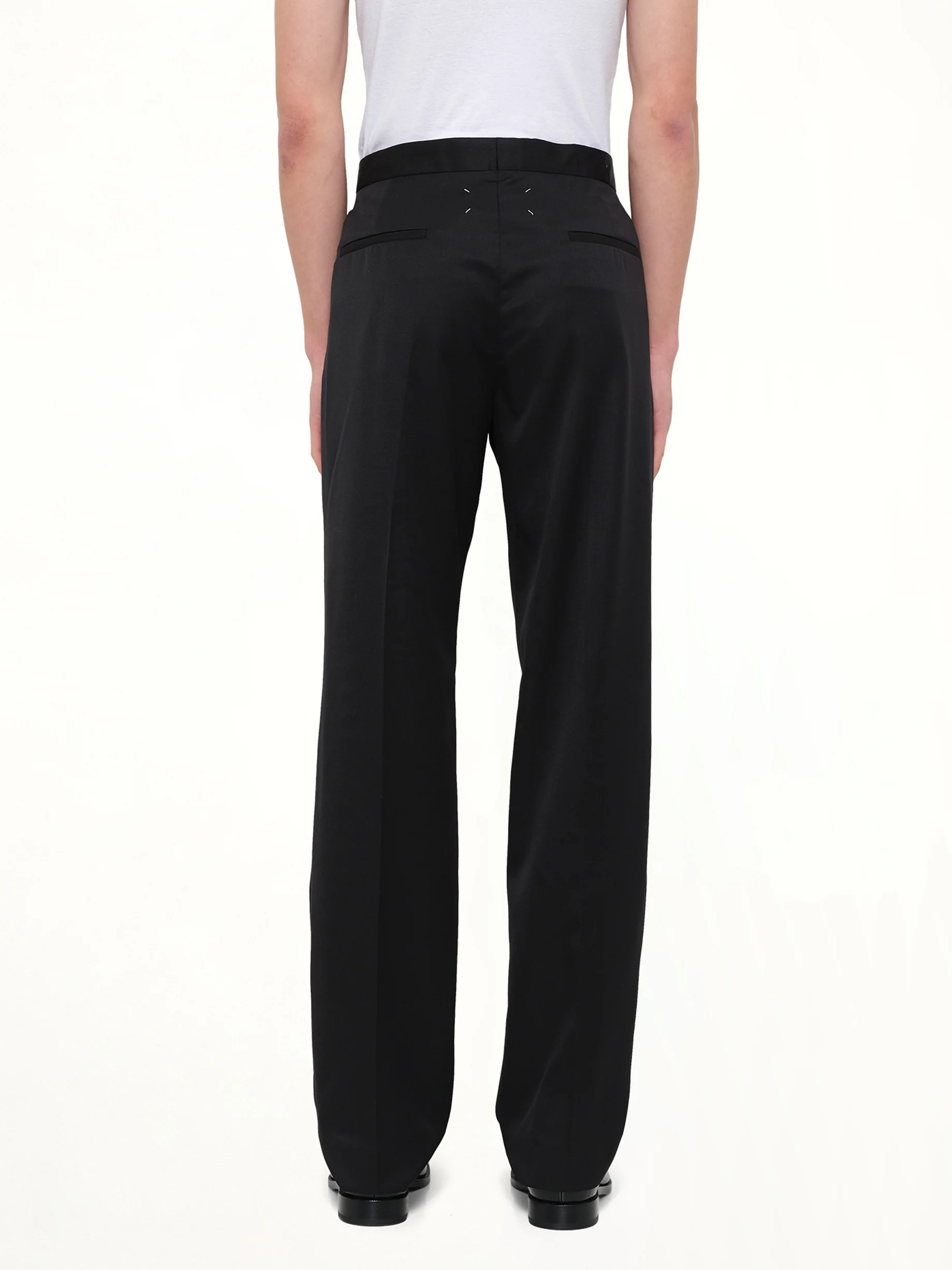 Compact Light Wool Suit Pants in Black - Image 5