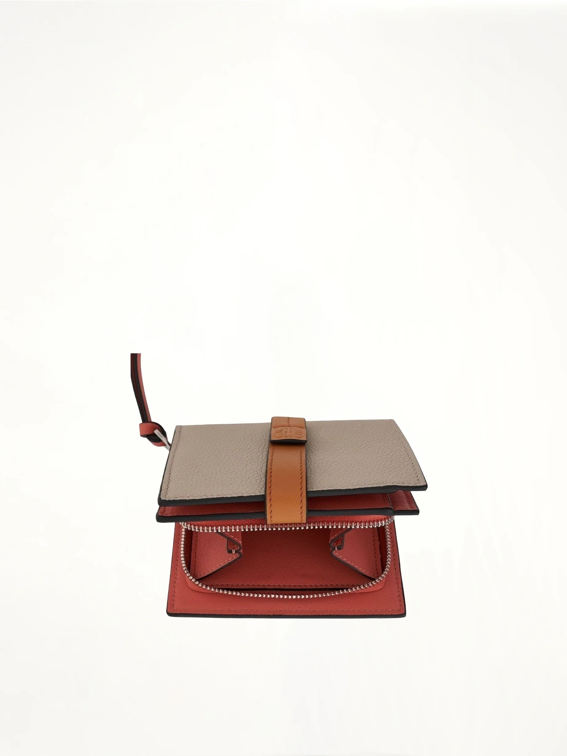 Compact Zip Wallet in Soft Grained Calfskin in Light Oat - Image 3