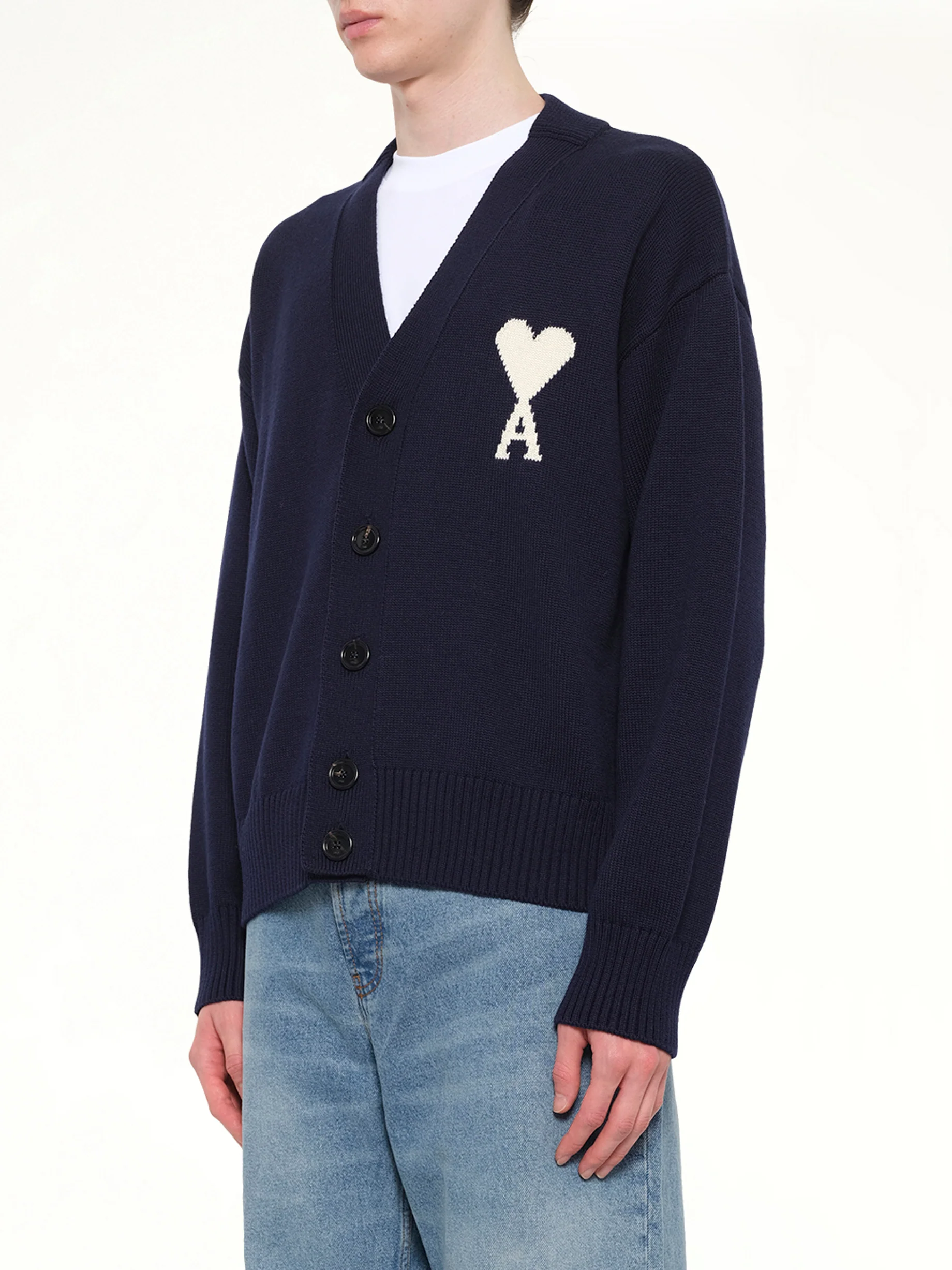 Contrasted ADC Cardigan in Navy - Image 3