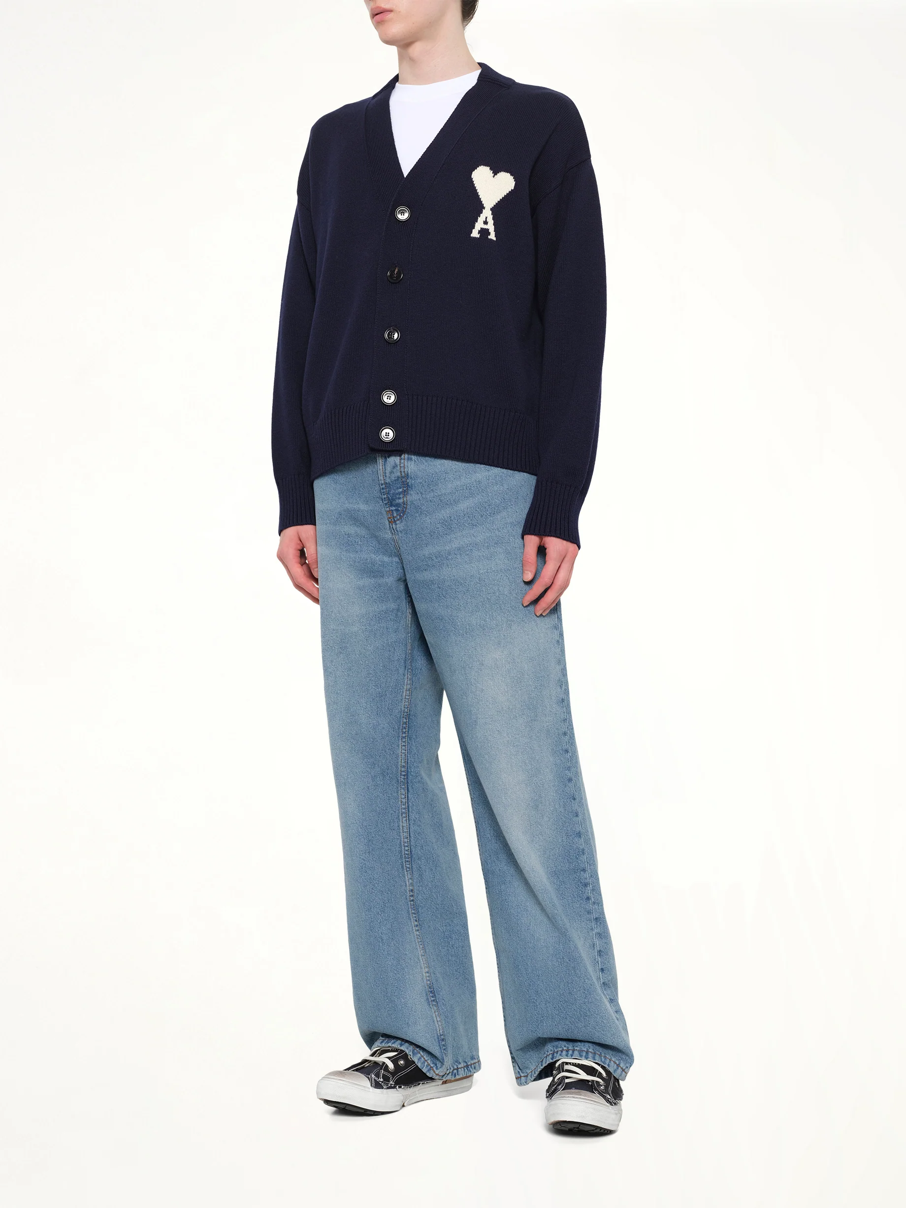 Contrasted ADC Cardigan in Navy - Image 4