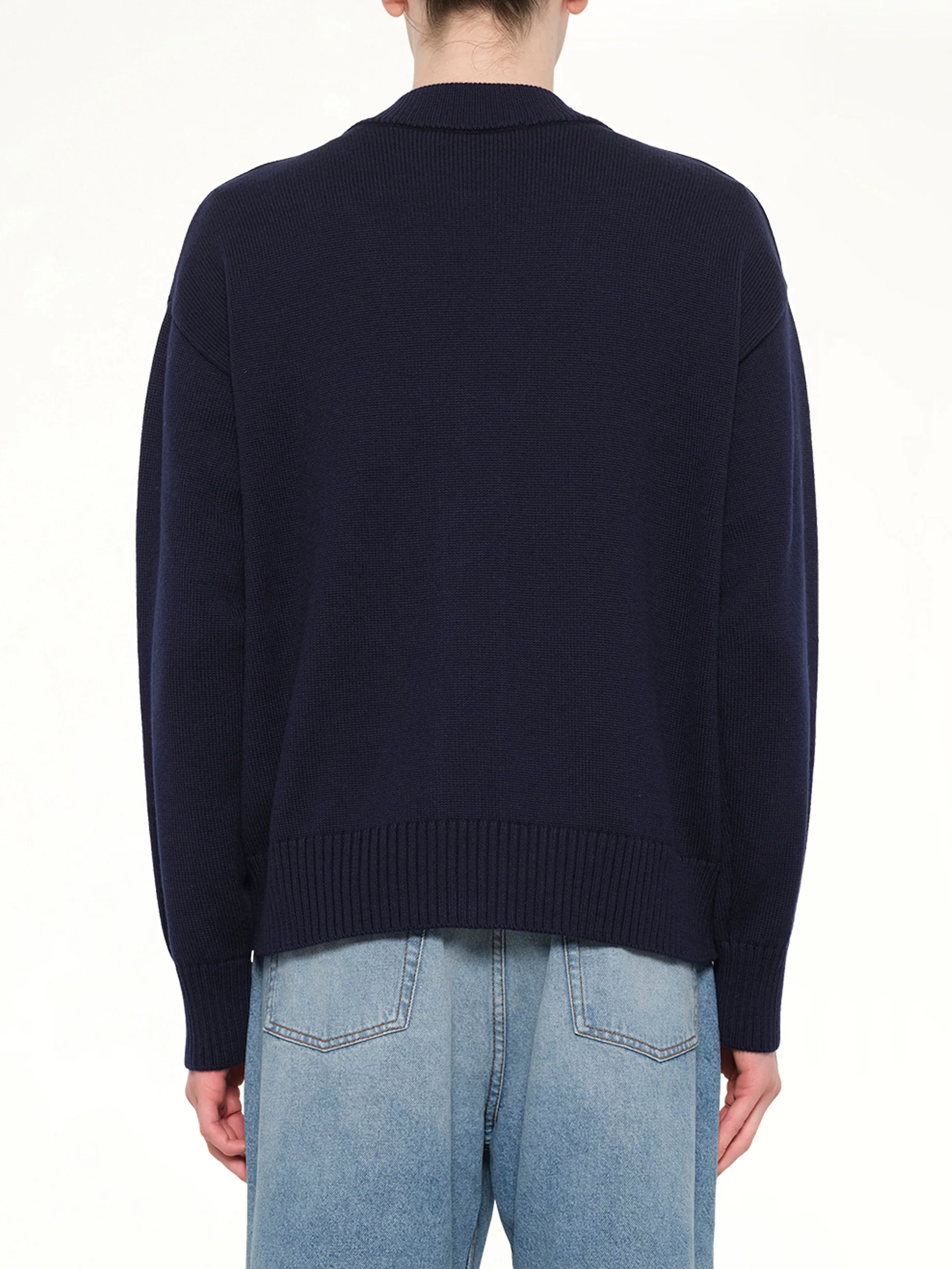 Contrasted ADC Cardigan in Navy - Image 5