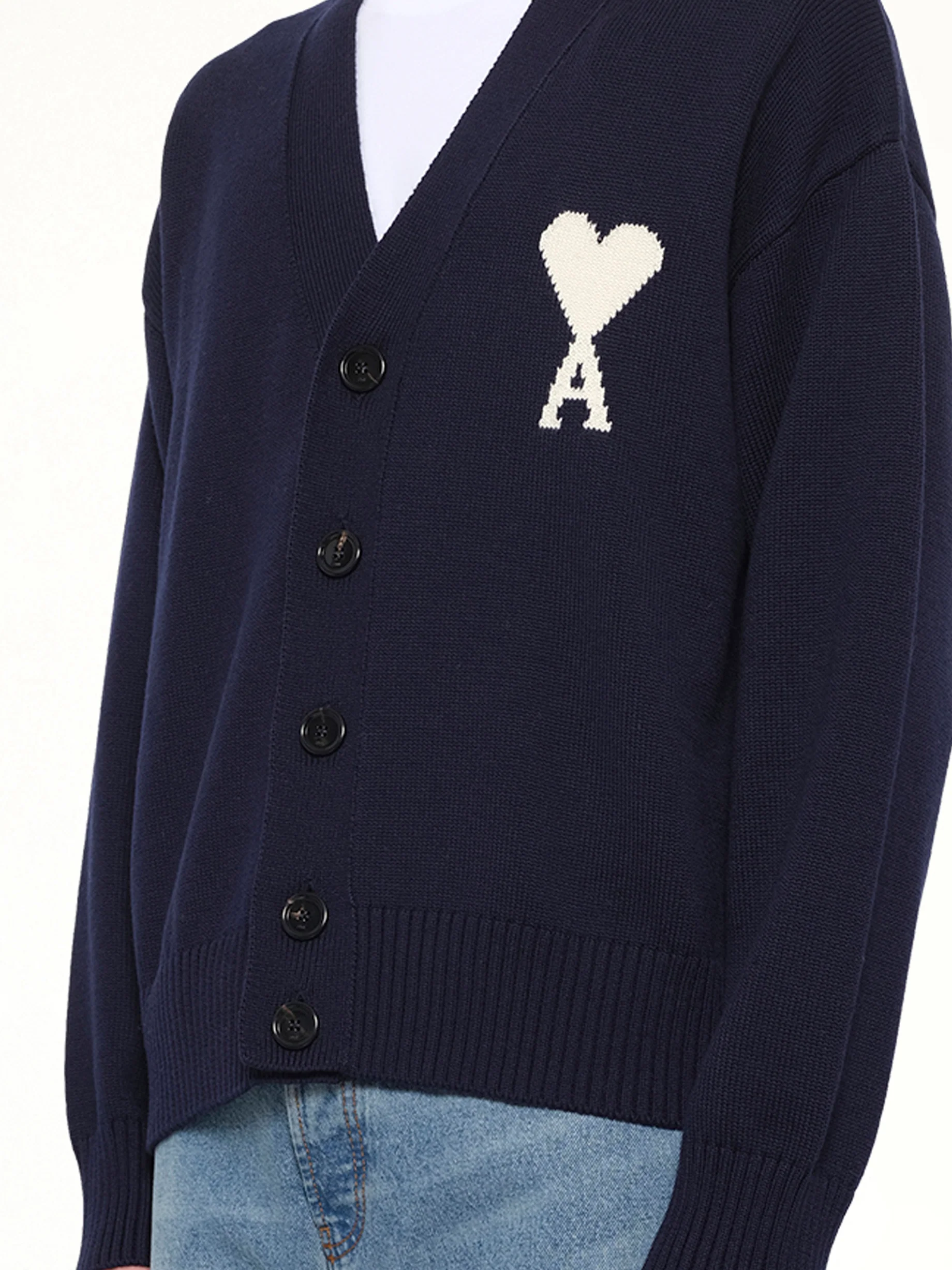 Contrasted ADC Cardigan in Navy - Image 6