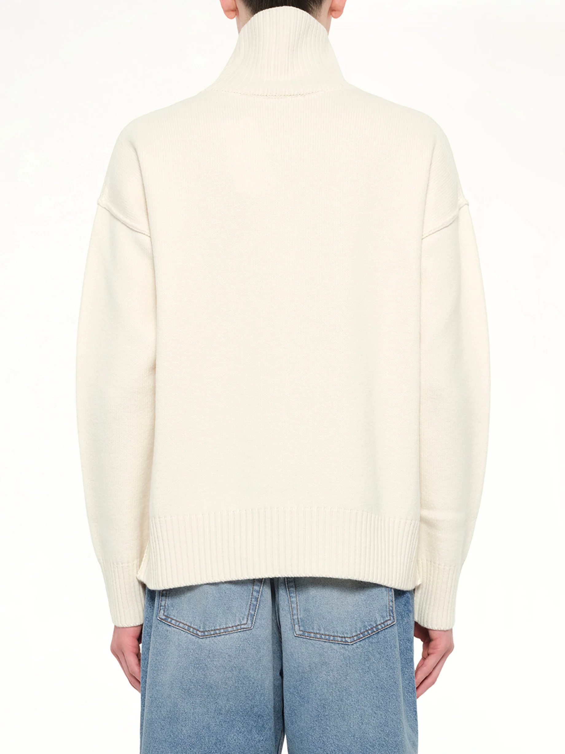 Contrasted ADC Funnel Neck Sweater in Off White - Image 5