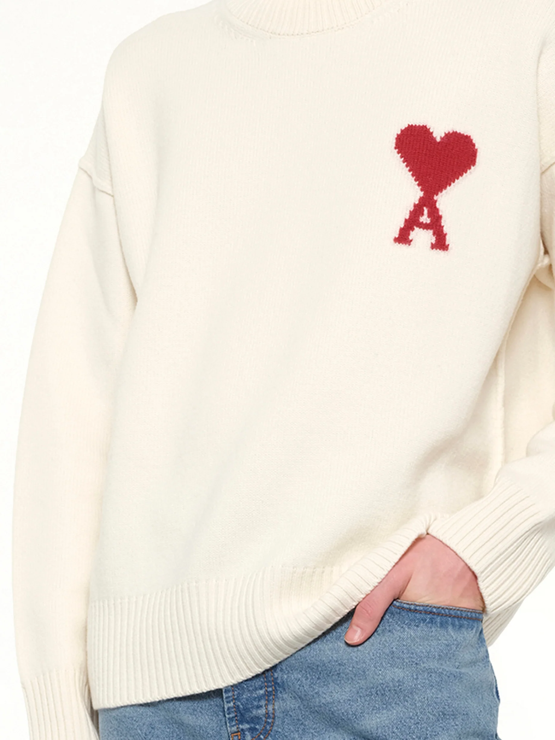 Contrasted ADC Funnel Neck Sweater in Off White - Image 6