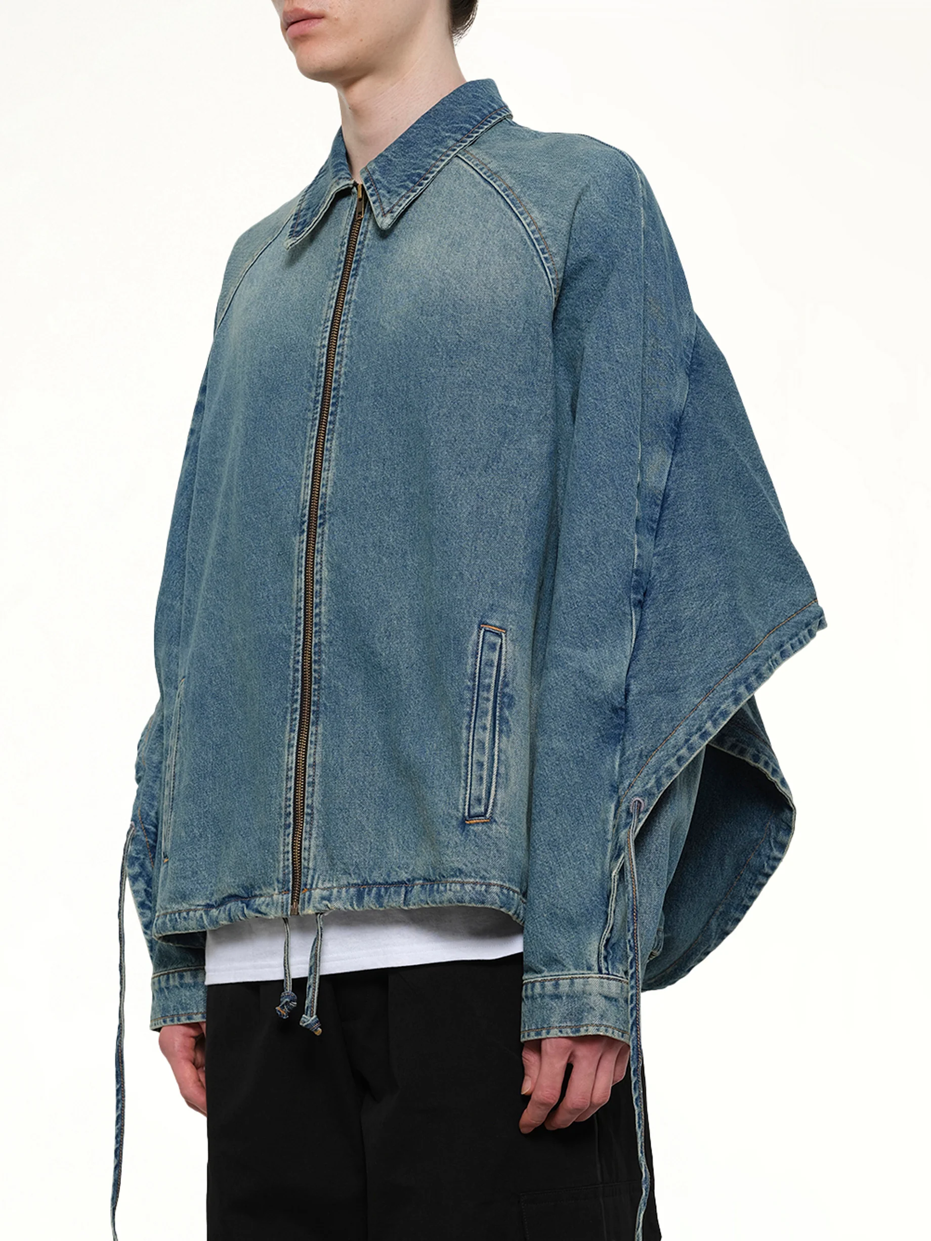 Convertible Hooded Denim Jacket in Blue - Image 3