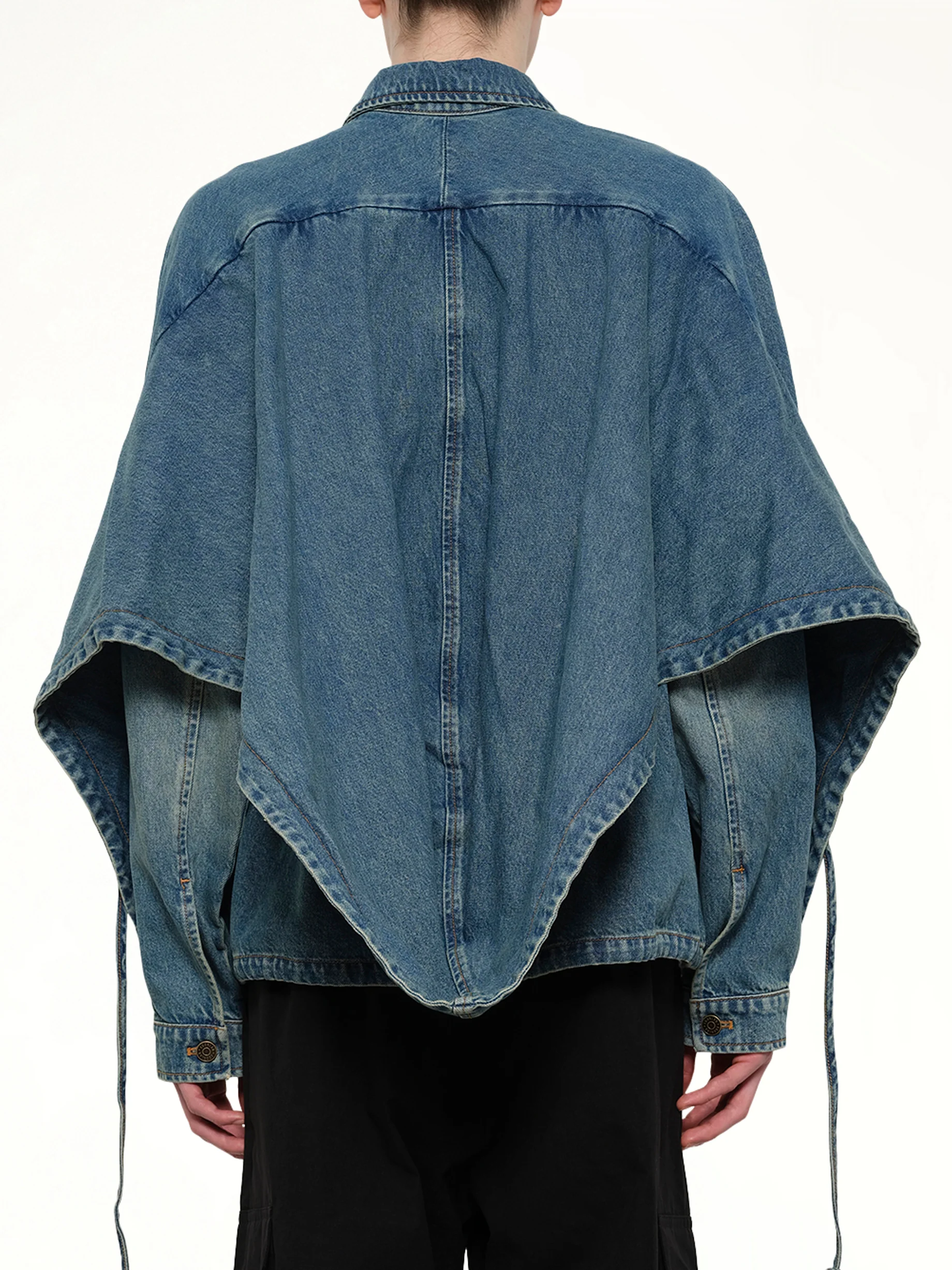 Convertible Hooded Denim Jacket in Blue - Image 5