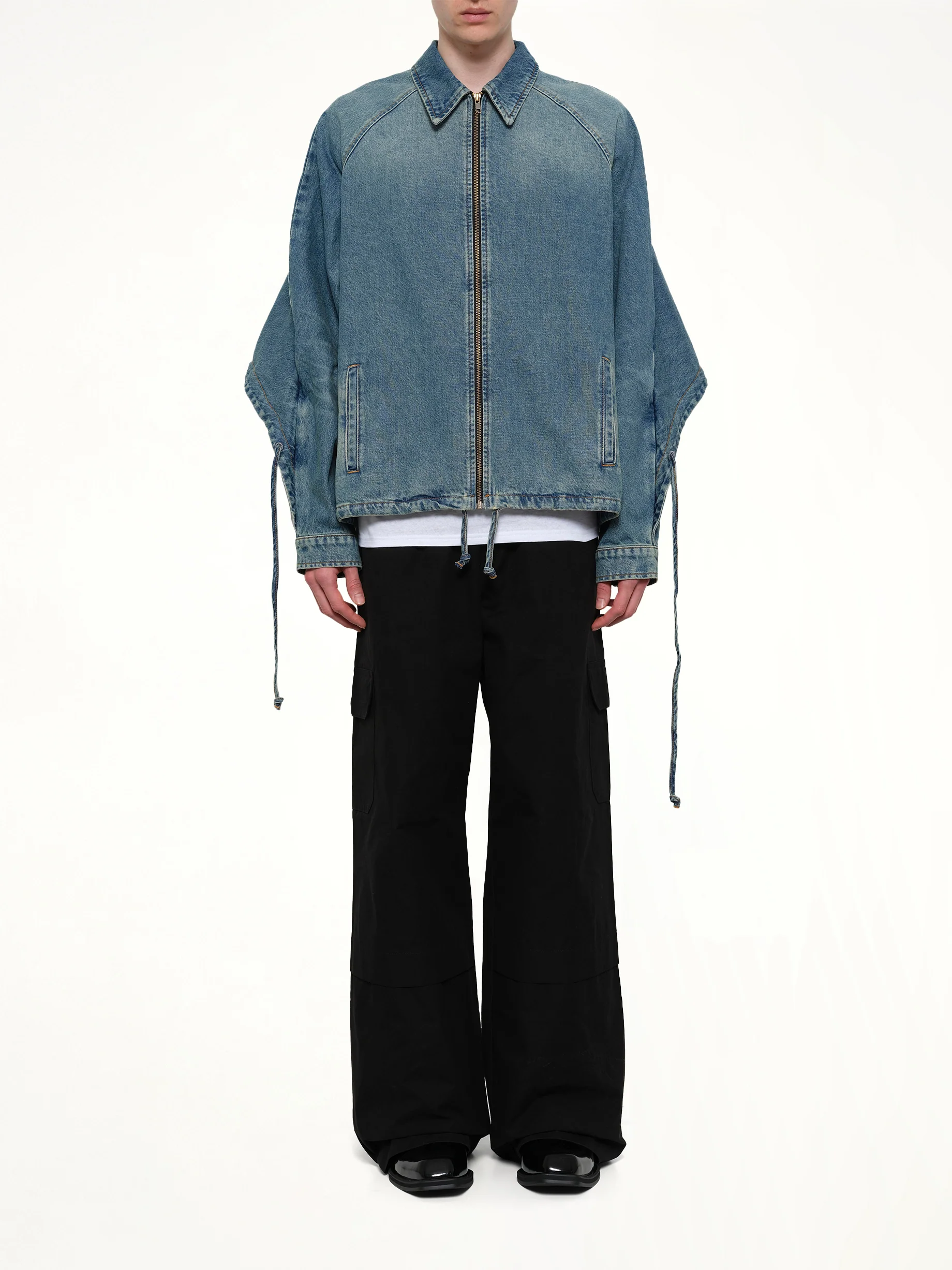 Convertible Hooded Denim Jacket in Blue - Image 7