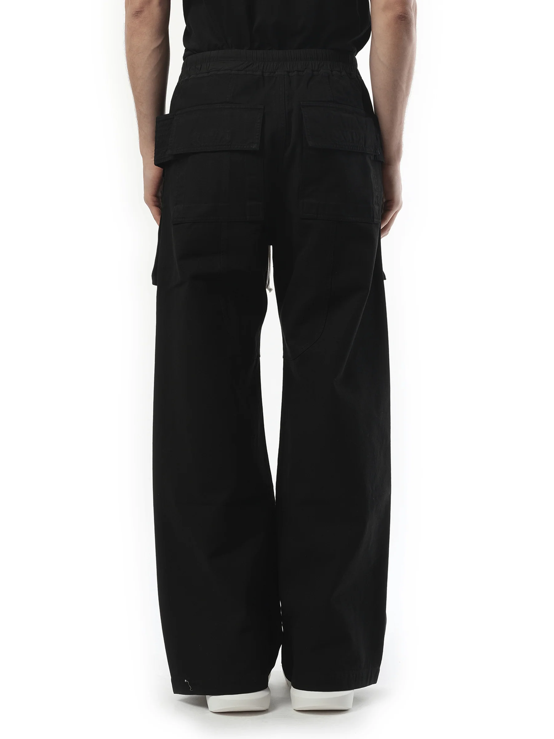 Cotton Canvas Creatch Wide Cargo Drawstring in Black - Image 6