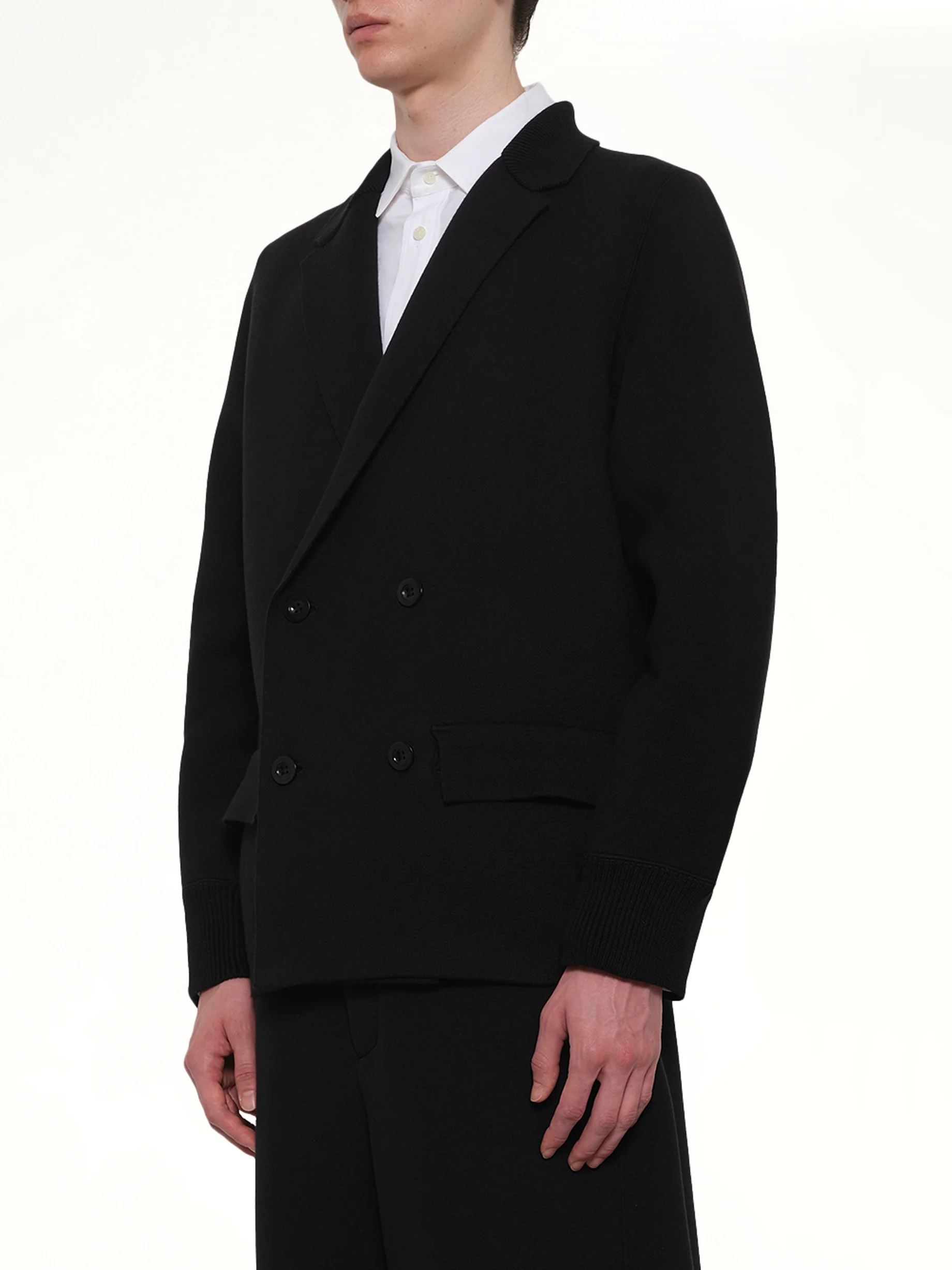 Cotton Cashmere Knit Jacket in Black - Image 3