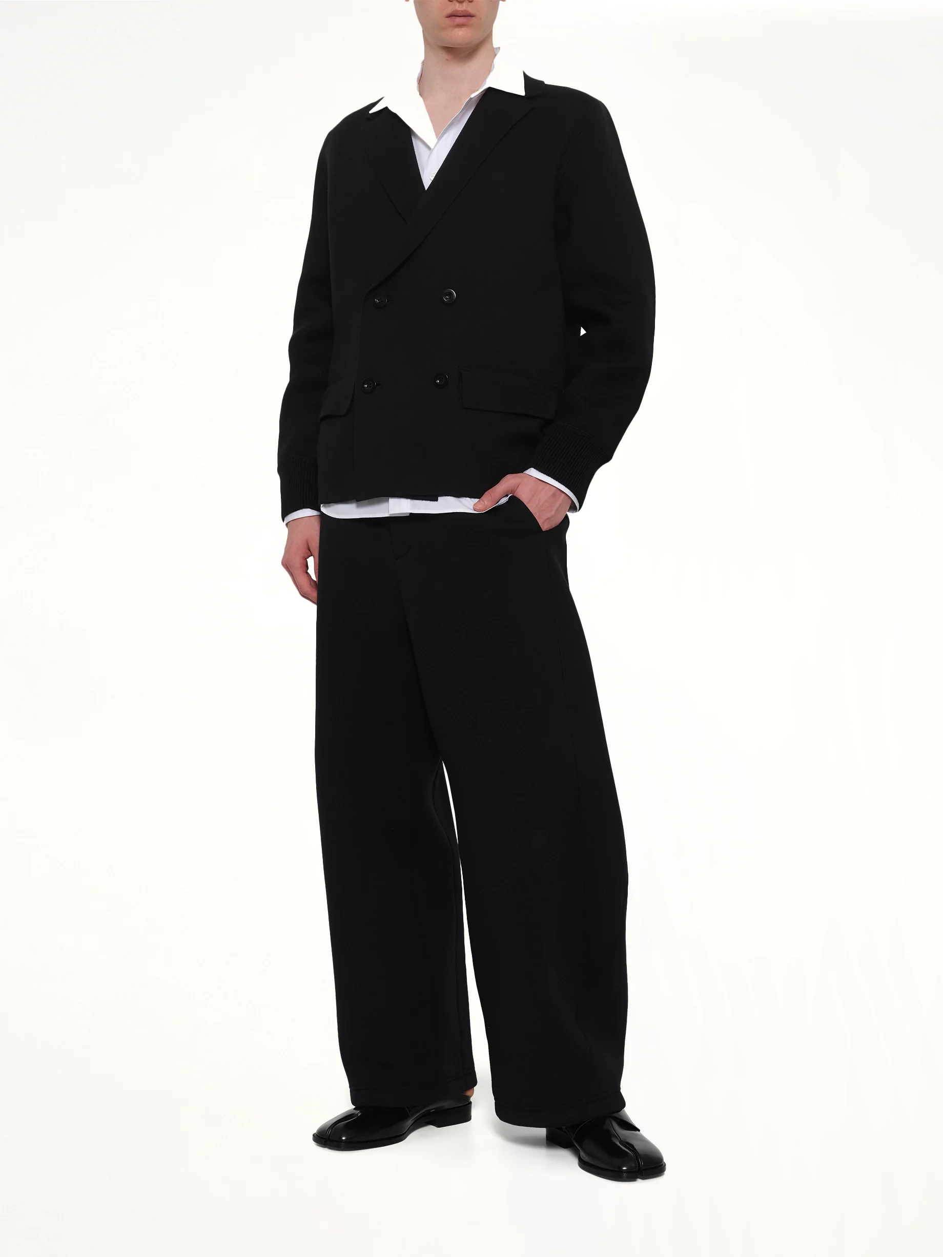 Cotton Cashmere Knit Jacket in Black - Image 4