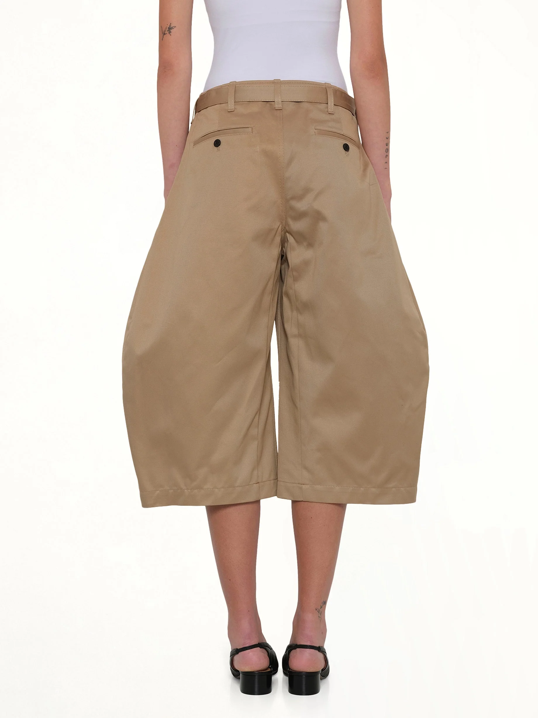 Cotton Chino Barrel Bermuda Shorts in Beige - Image 5