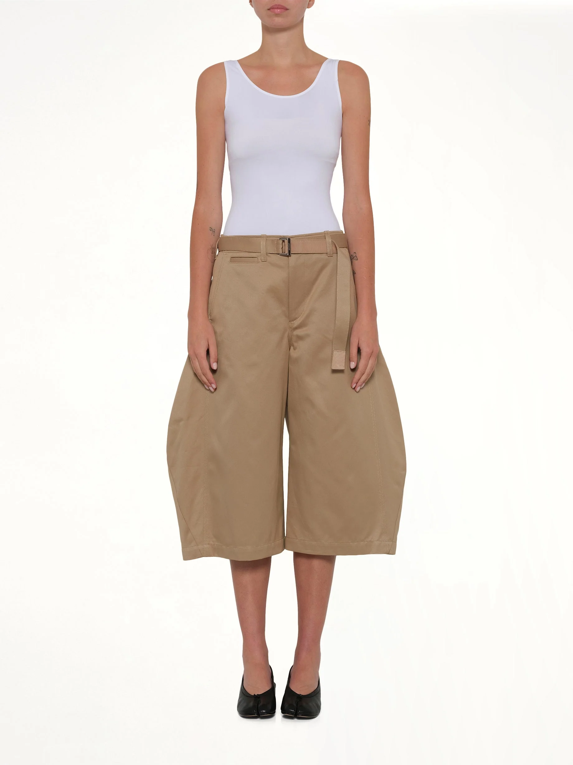 Cotton Chino Barrel Bermuda Shorts in Beige - Image 7