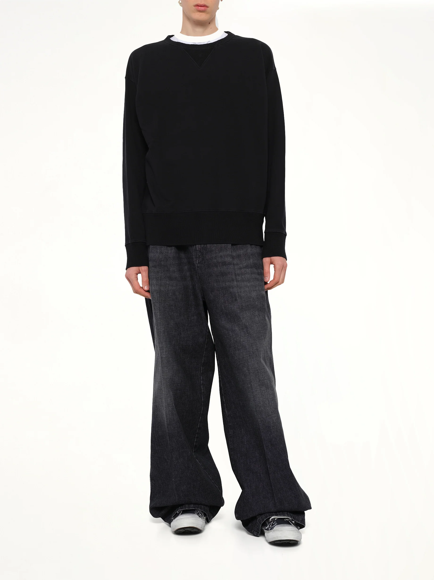 Cotton Fleece Sweatshirt in Black - Image 4