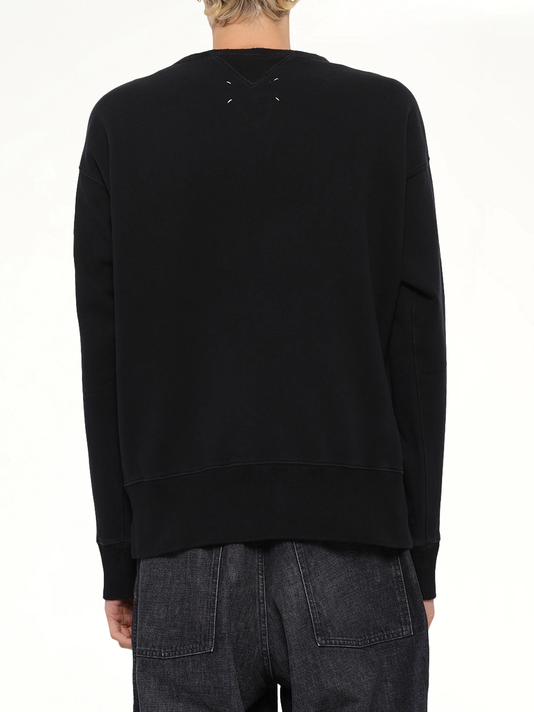 Cotton Fleece Sweatshirt in Black - Image 5