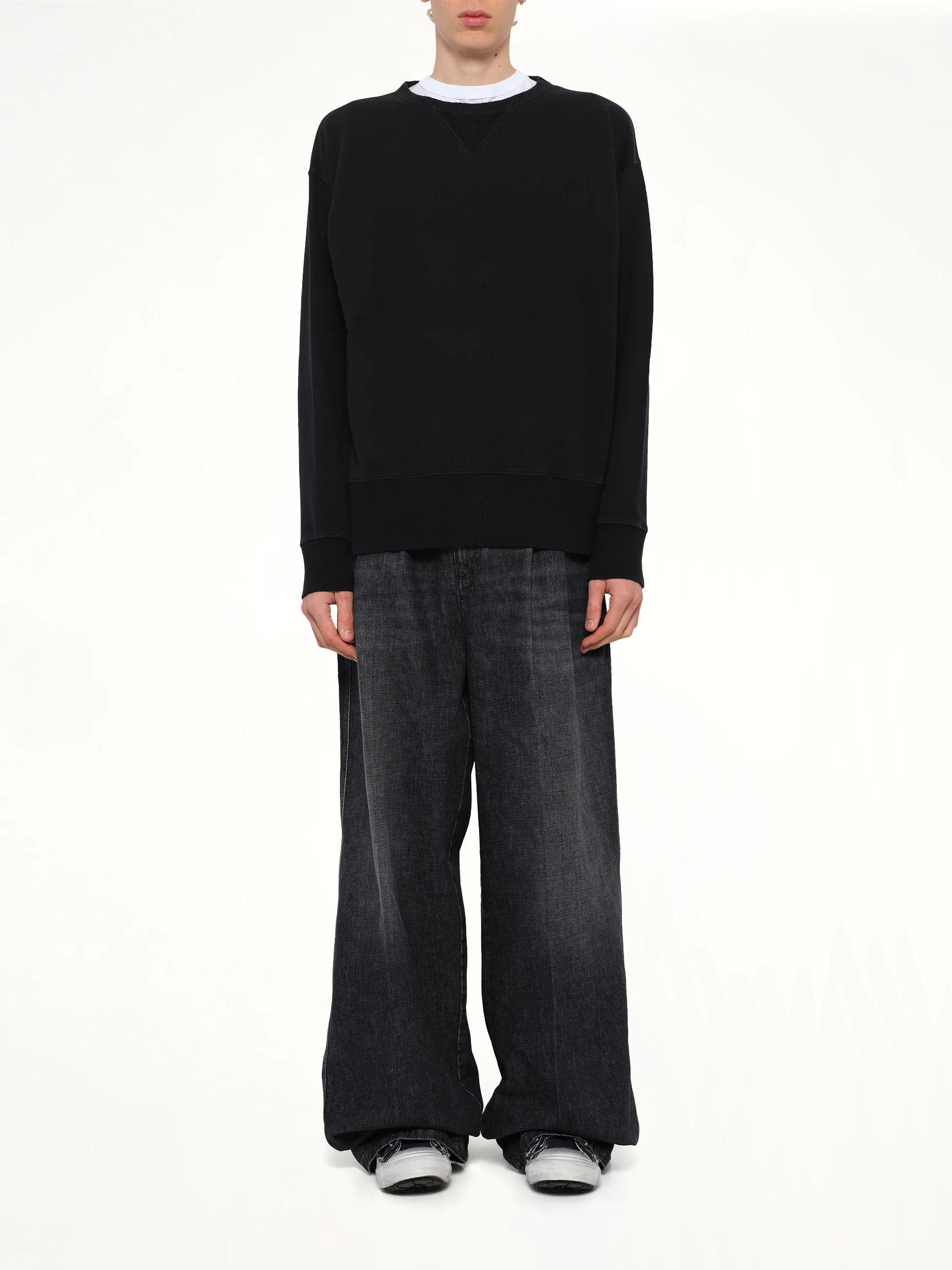 Cotton Fleece Sweatshirt in Black - Image 7