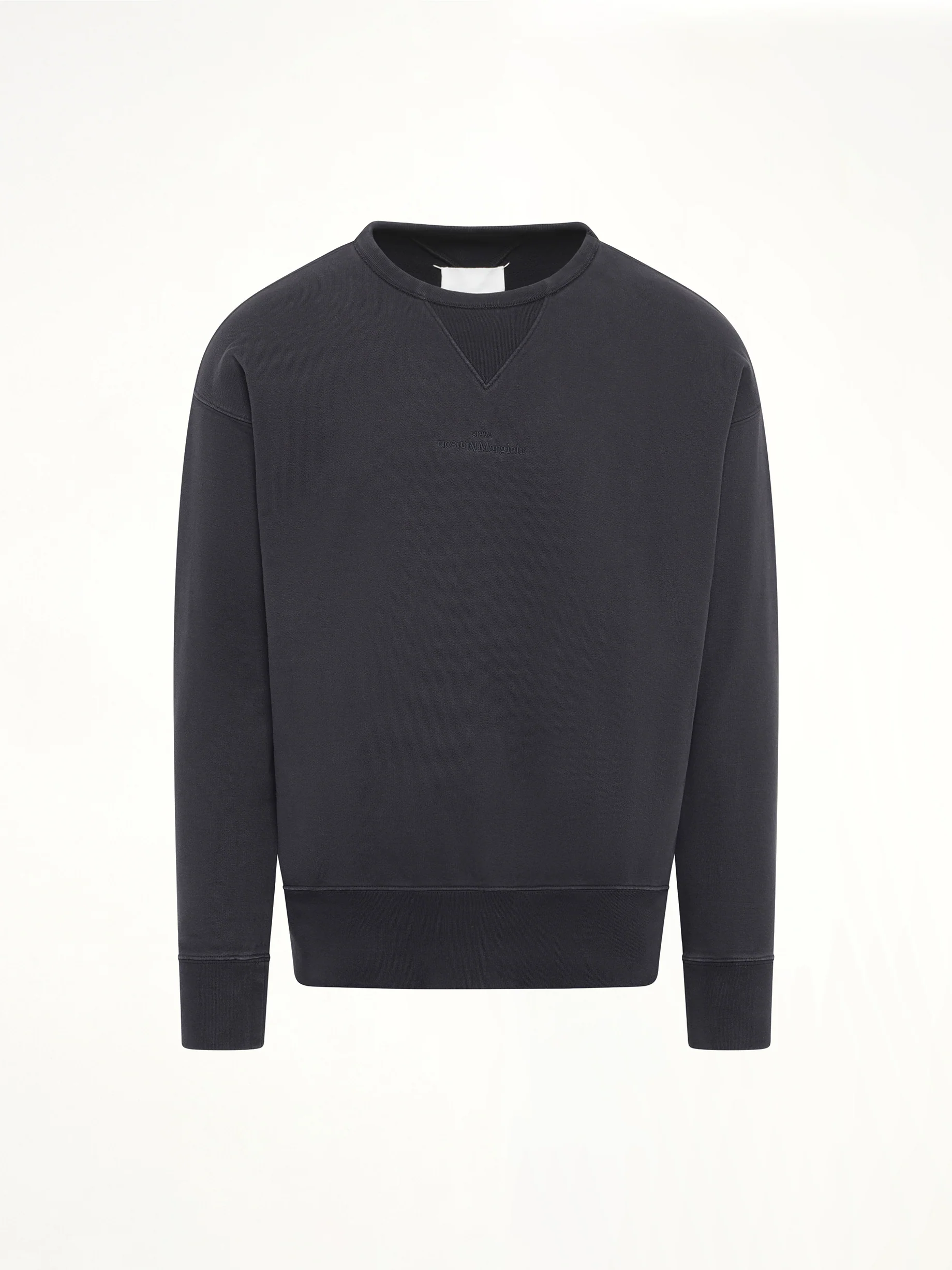 Cotton Fleece Sweatshirt in Washed Black - Image 2