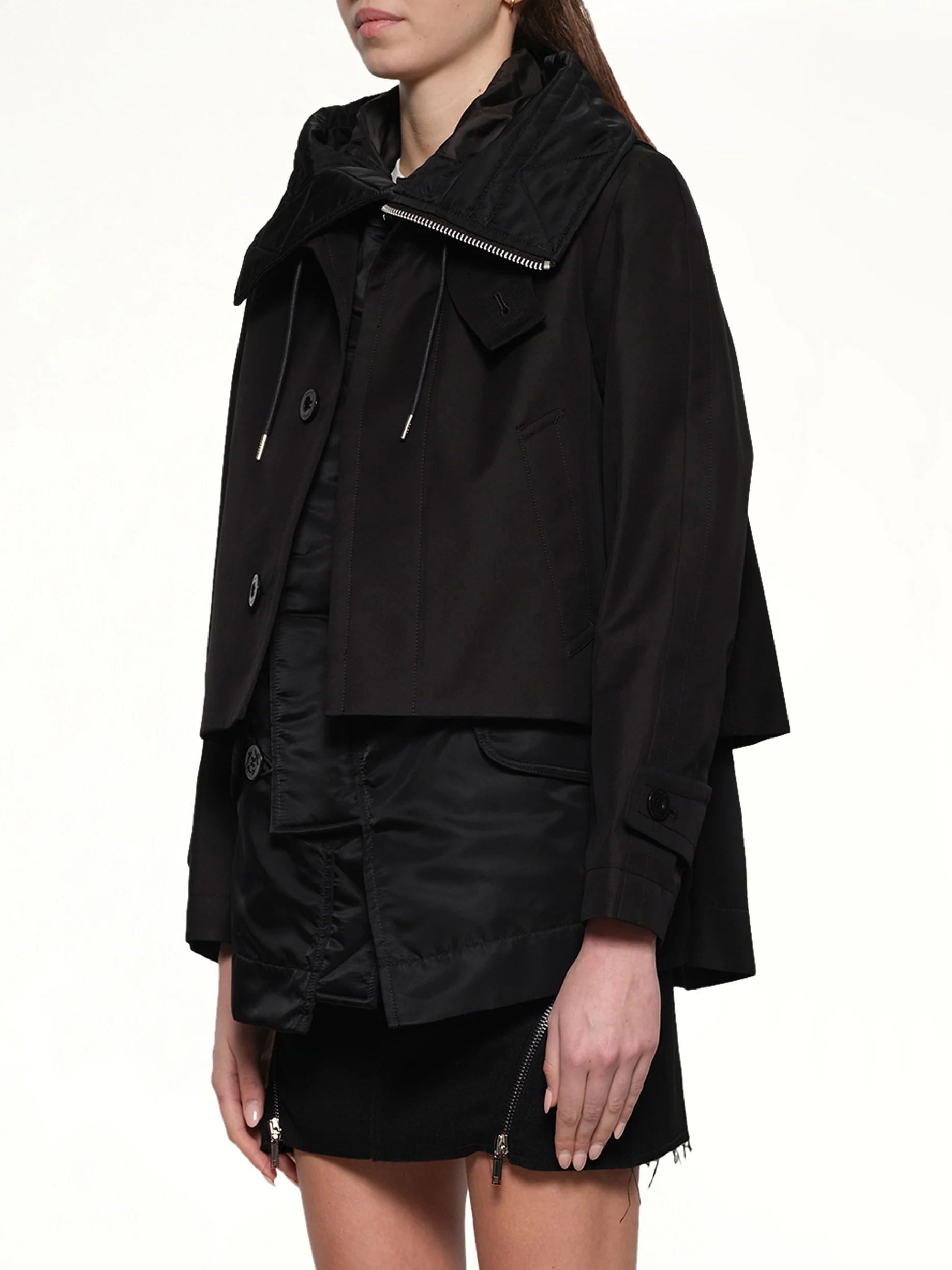 Cotton Gabardine Blouson in Black - Image 3