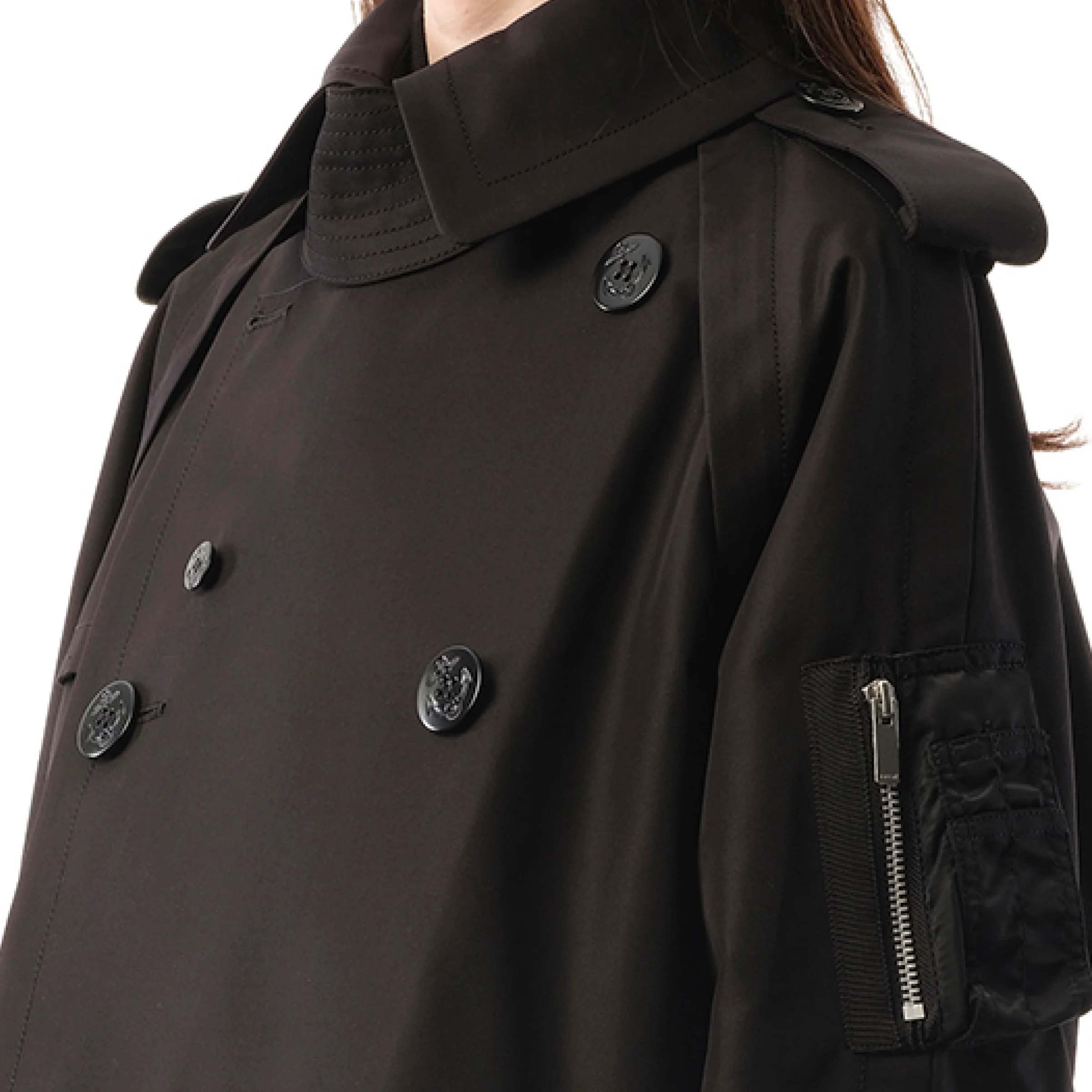 Cotton Gabardine x Nylon Twill Blouson in Black - Image 3