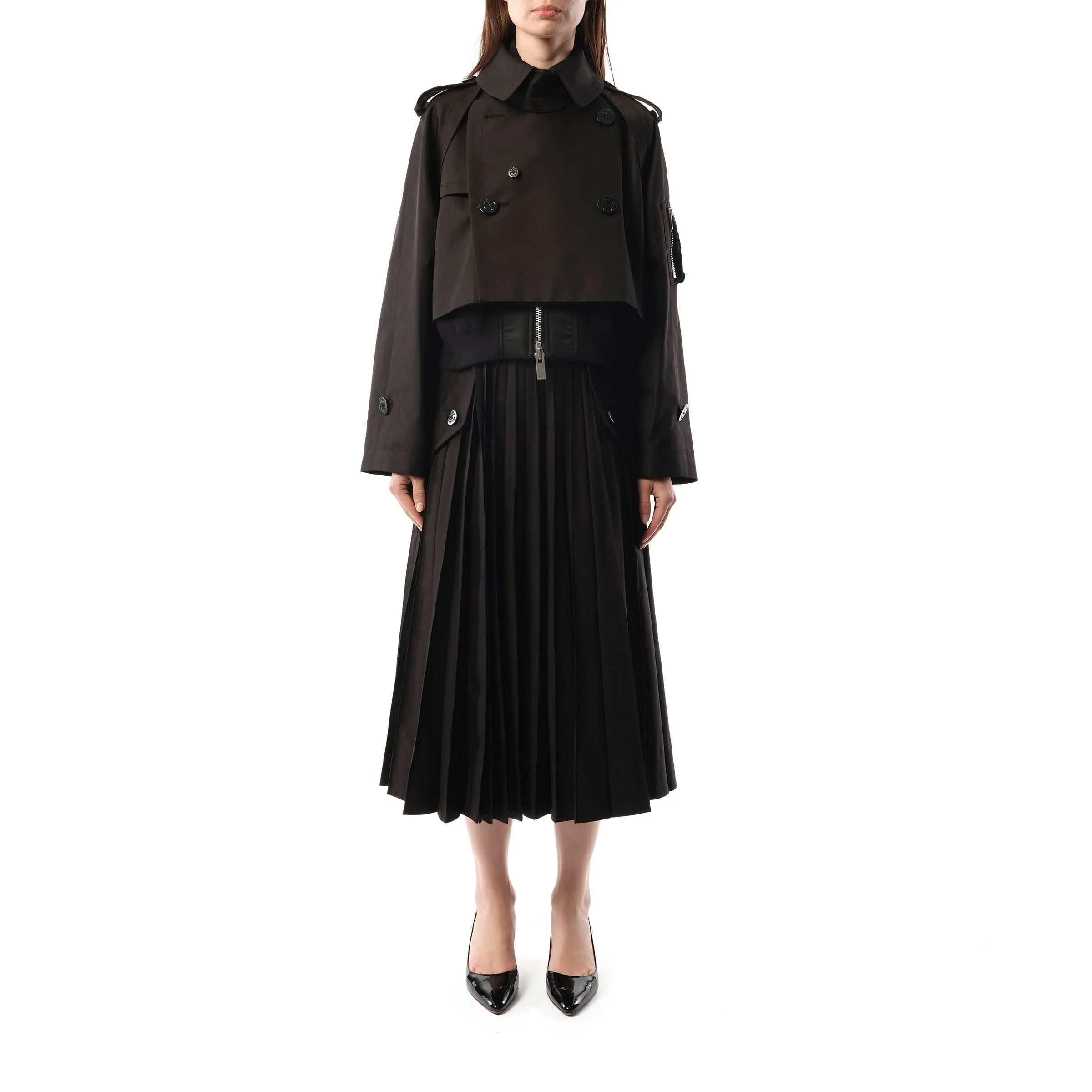 Cotton Gabardine x Nylon Twill Blouson in Black - Image 4