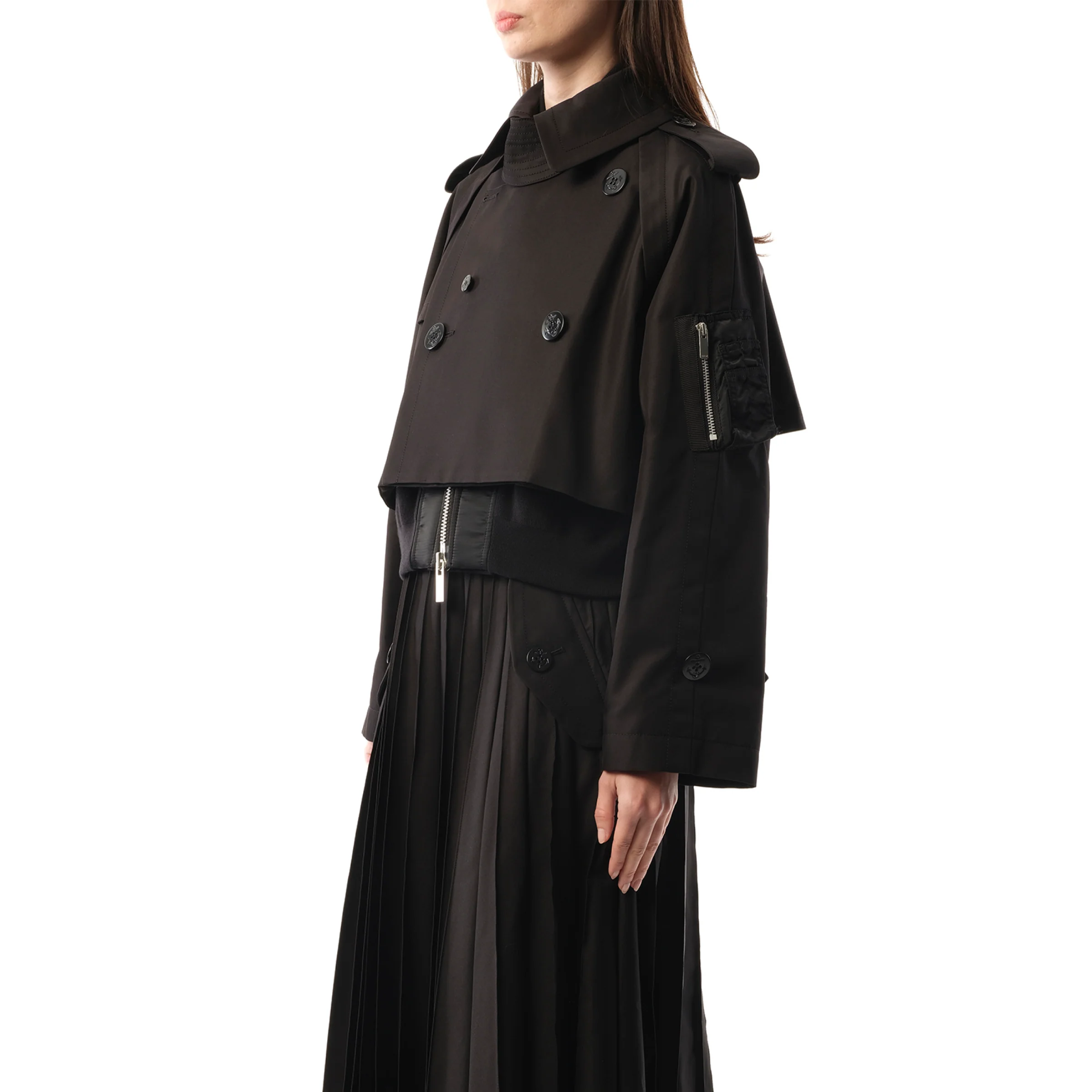 Cotton Gabardine x Nylon Twill Blouson in Black - Image 5