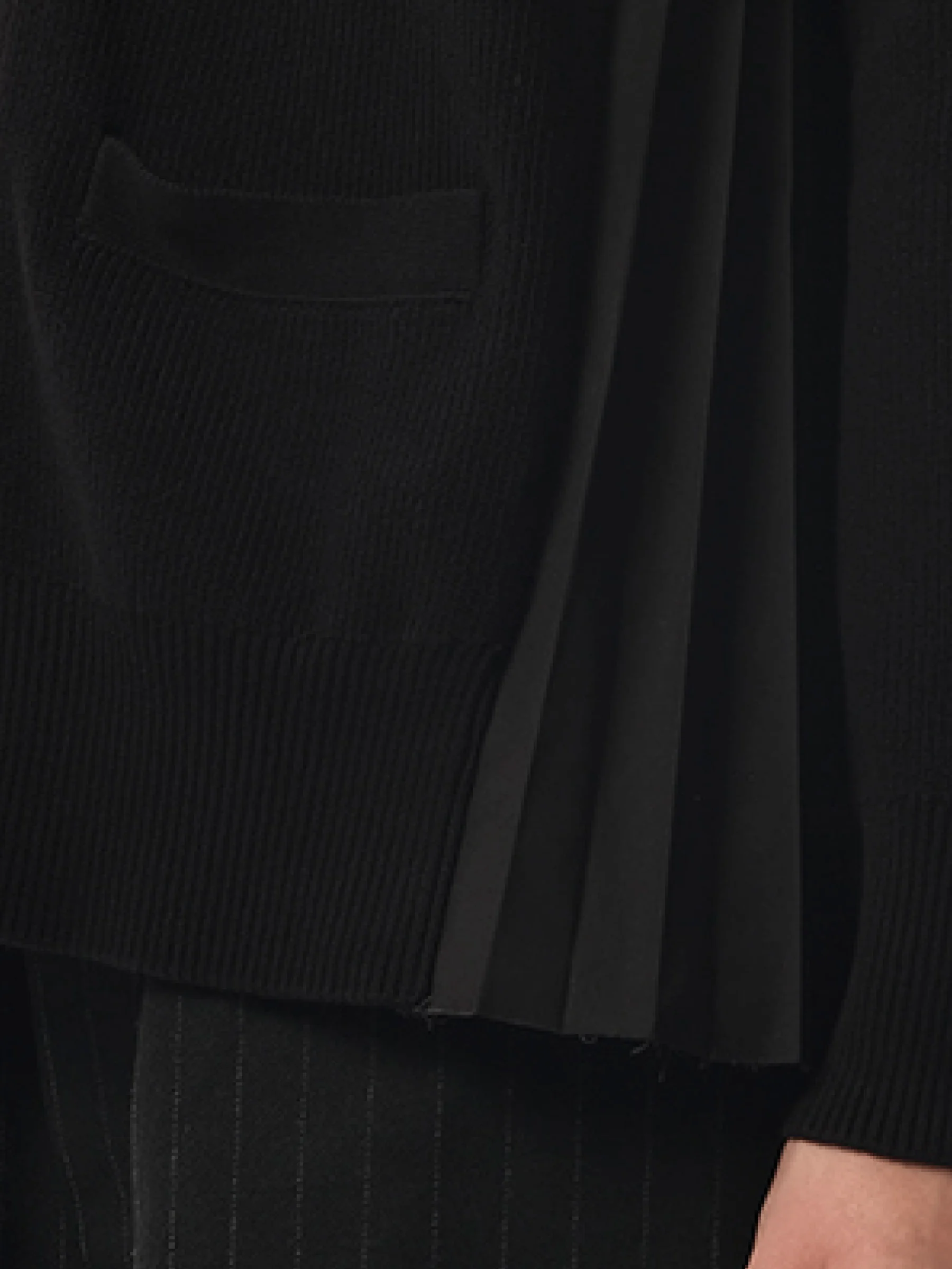 Cotton Knit Cotton Poplin Cardigan in Black - Image 3